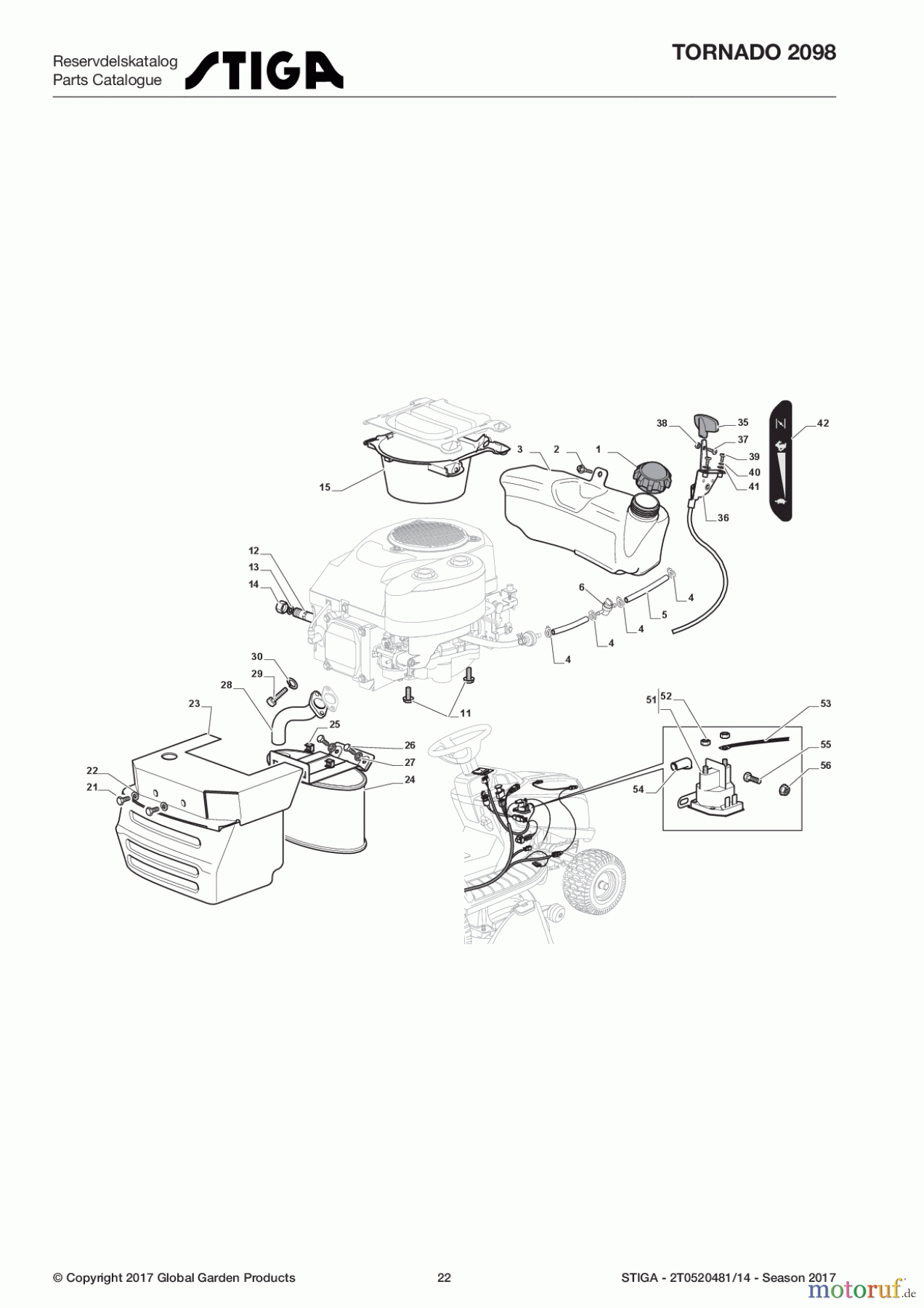  Stiga Aufsitzmäher Baujahr 2017 TORNADO 2098 2T0520481/14 - Season 2017 Engine - GGP