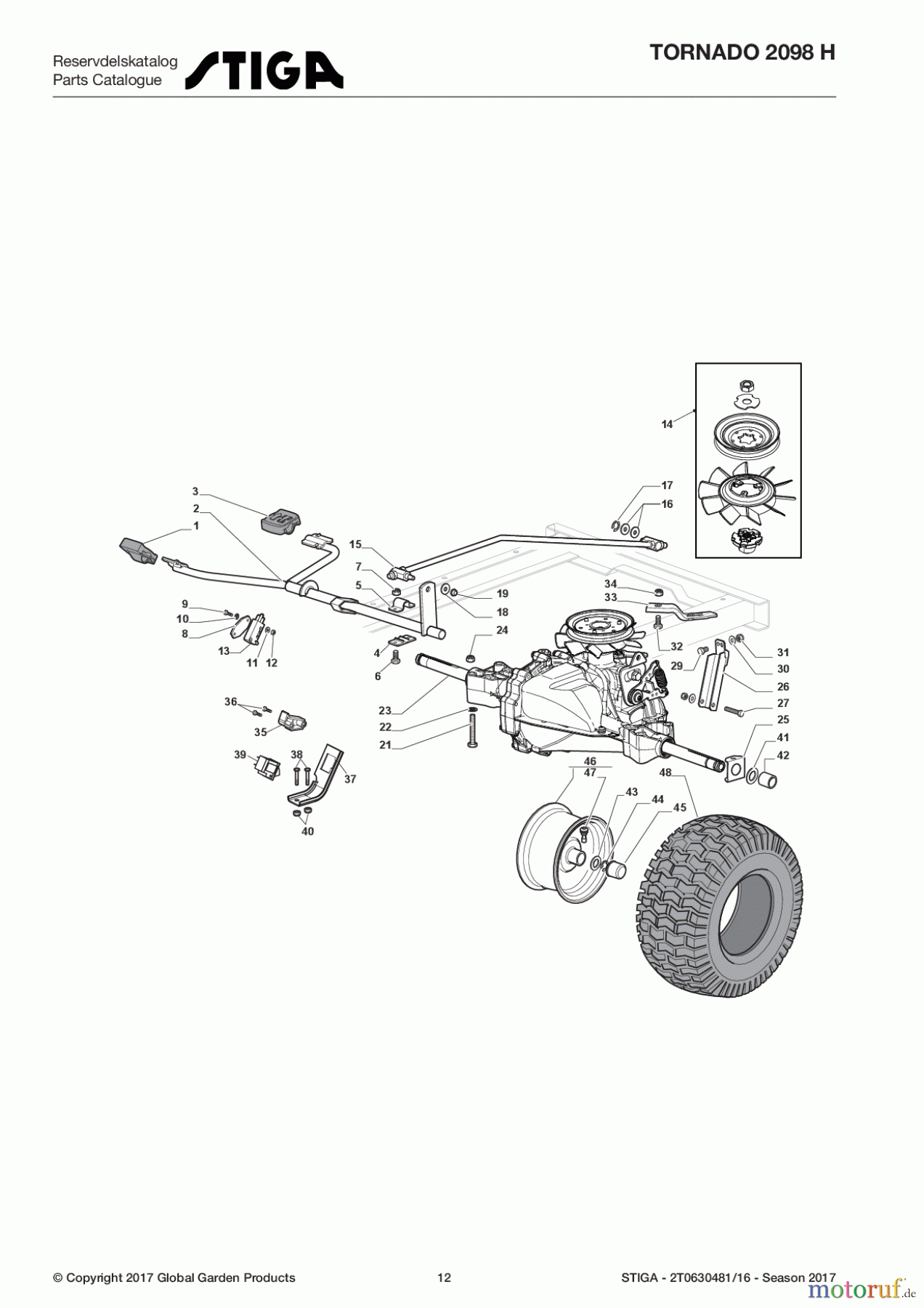  Stiga Aufsitzmäher Baujahr 2017 TORNADO 2098 H 2T0630481/16 - Season 2017 Body