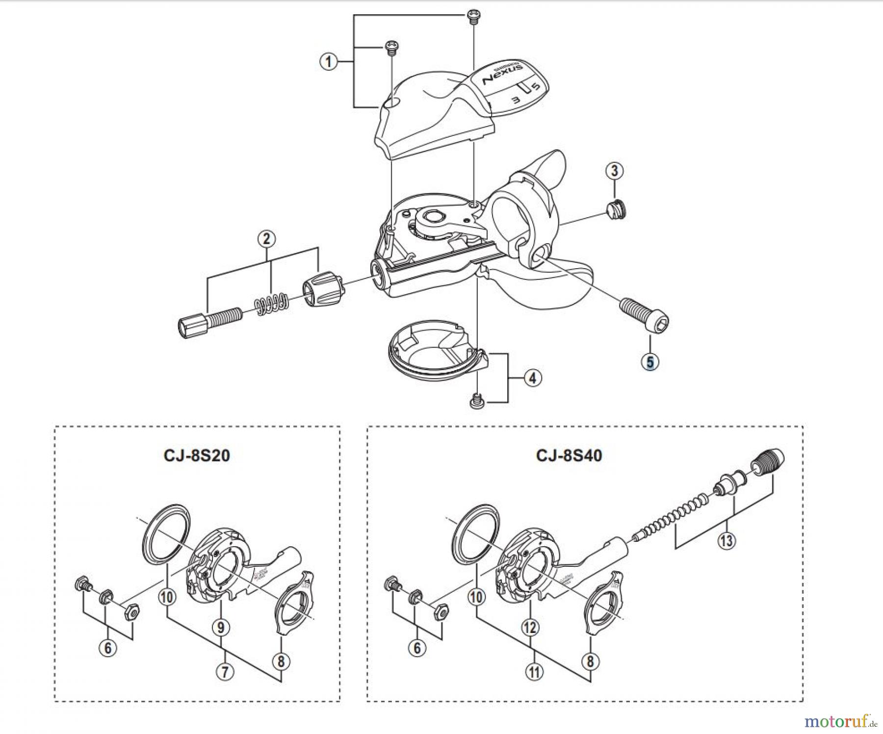  Shimano SL Shift Lever - Schalthebel SL-5S50  NEXUS Rapidfire Plus Lever SL-5S50-3350