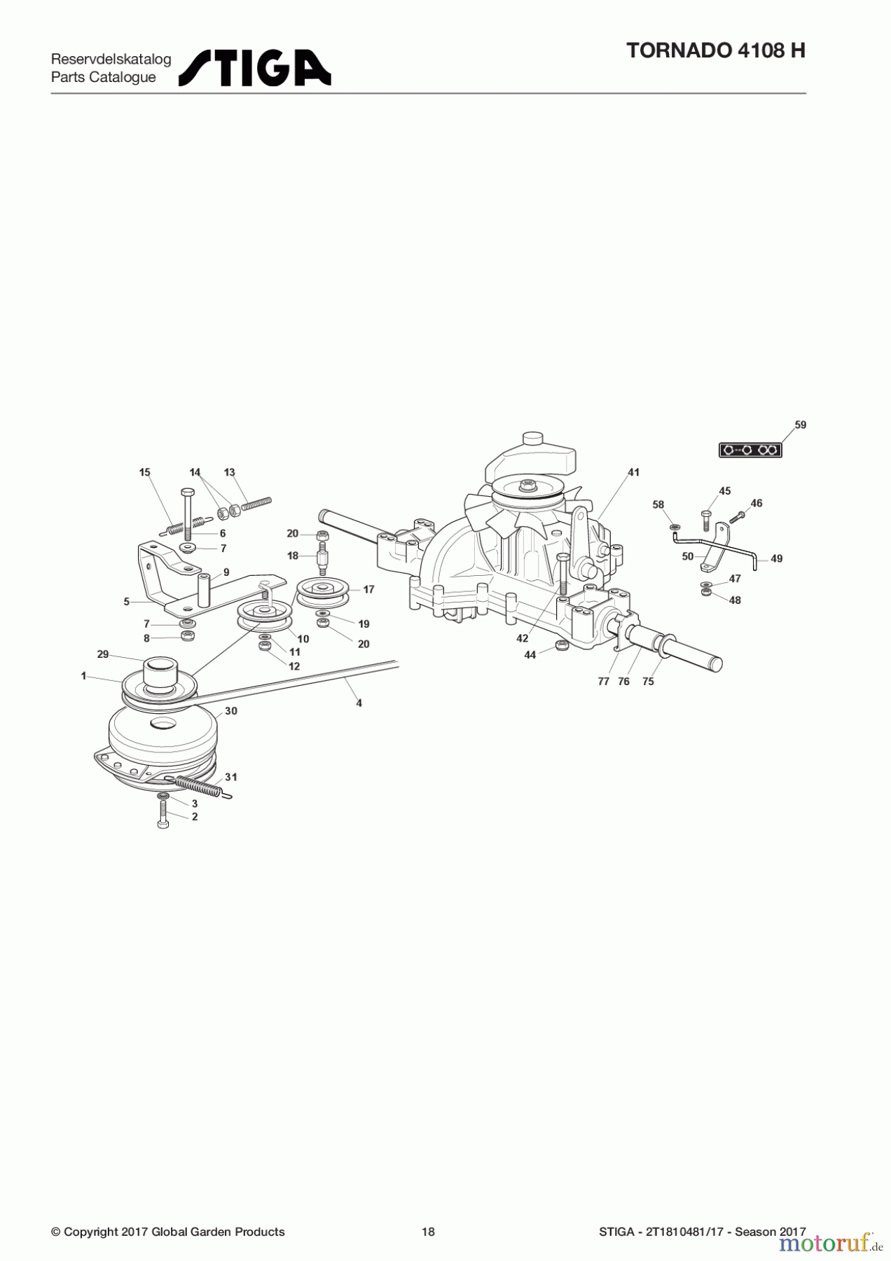  Stiga Aufsitzmäher Baujahr 2017 TORNADO 4108 H 2T1810481/17 - Season 2017 Transmission