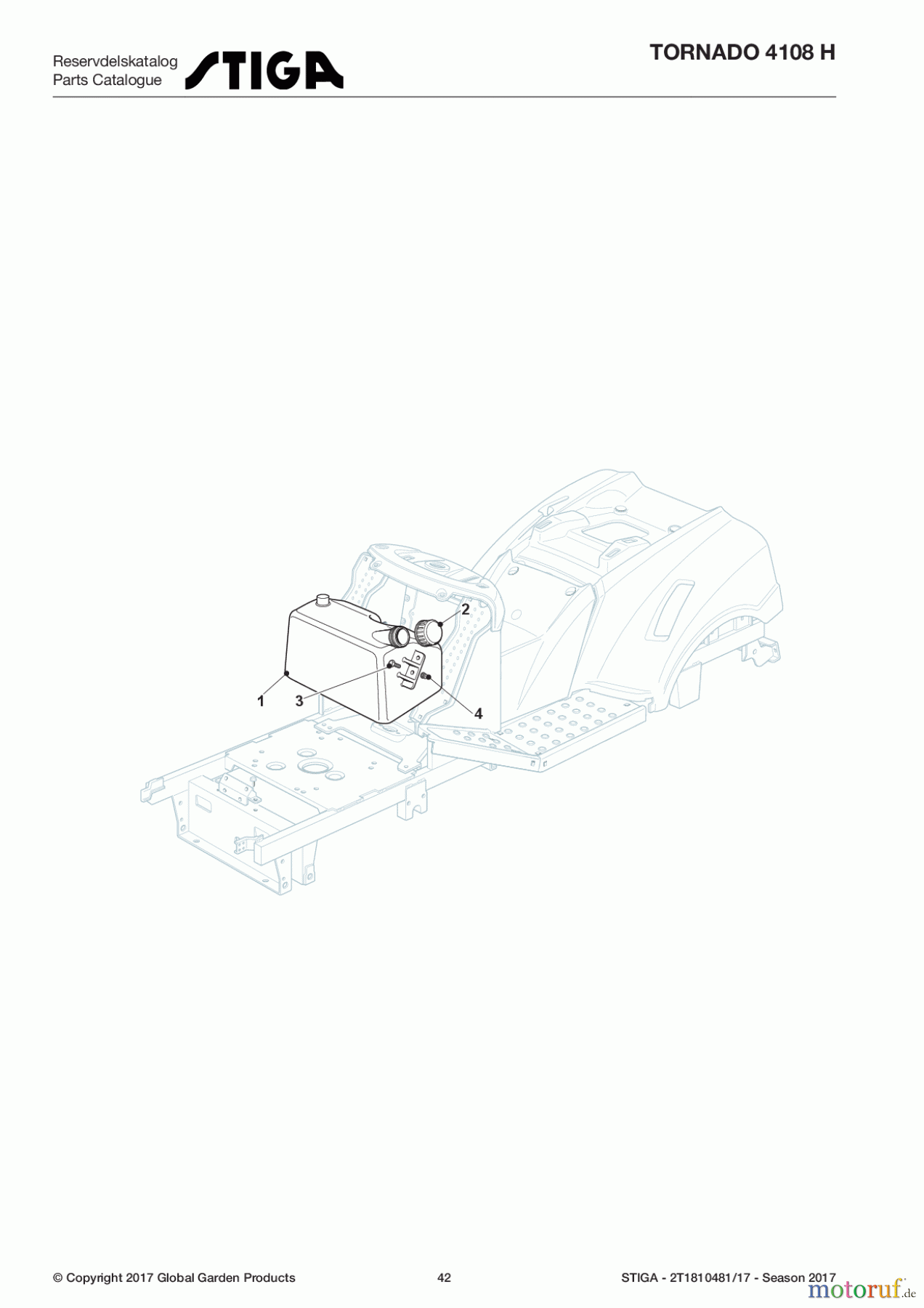  Stiga Aufsitzmäher Baujahr 2017 TORNADO 4108 H 2T1810481/17 - Season 2017 Tank