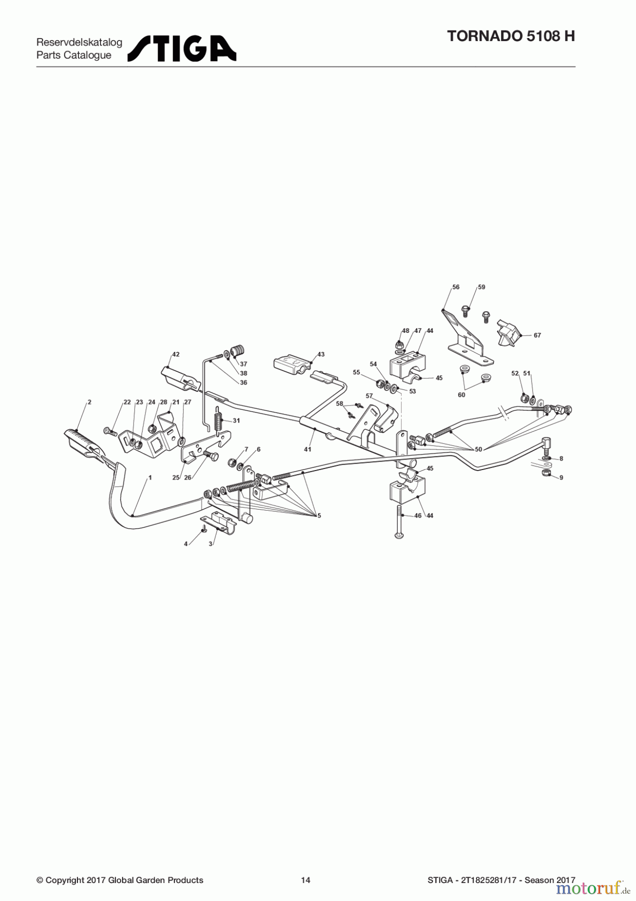  Stiga Aufsitzmäher Baujahr 2017 TORNADO 5108 H 2T1825281/17 - Season 2017 Brake And Gearbox Controls