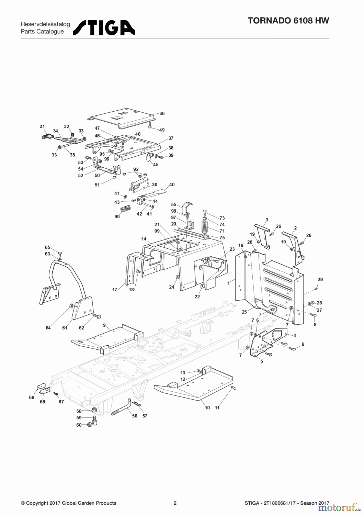  Stiga Aufsitzmäher Baujahr 2017 TORNADO 6108 HW 2T1800681/17 - Season 2017 Chassis