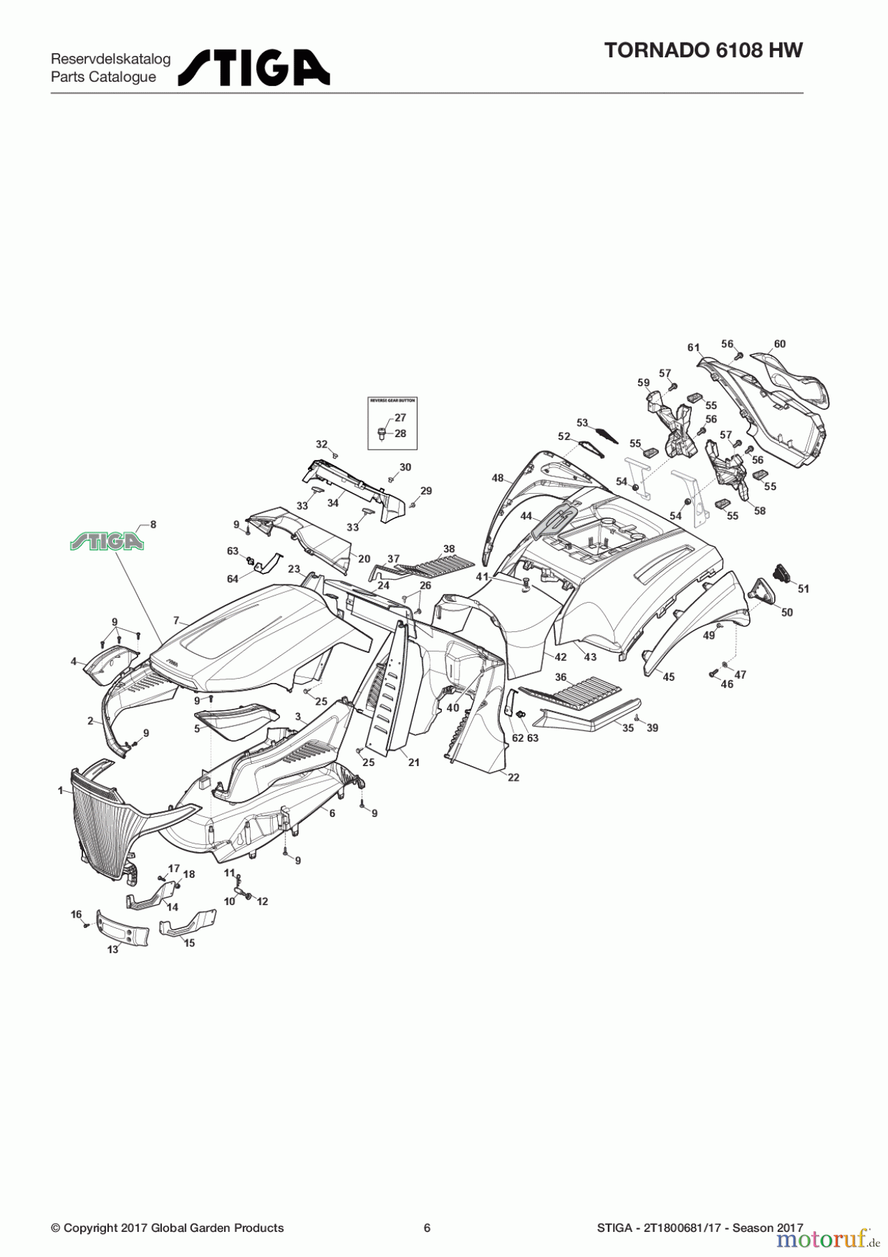  Stiga Aufsitzmäher Baujahr 2017 TORNADO 6108 HW 2T1800681/17 - Season 2017 Body