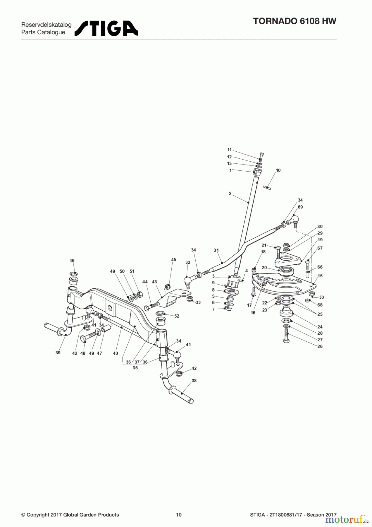  Stiga Aufsitzmäher Baujahr 2017 TORNADO 6108 HW 2T1800681/17 - Season 2017 Steering