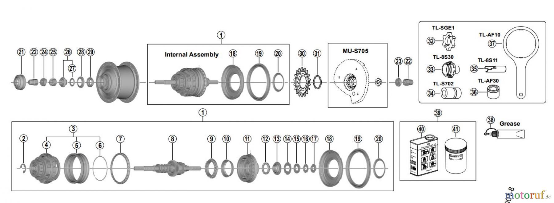  Shimano SG Getriebenabe /Nabenschaltung SG-S7051-8 ALFINE 8-Gang Nabenschaltung