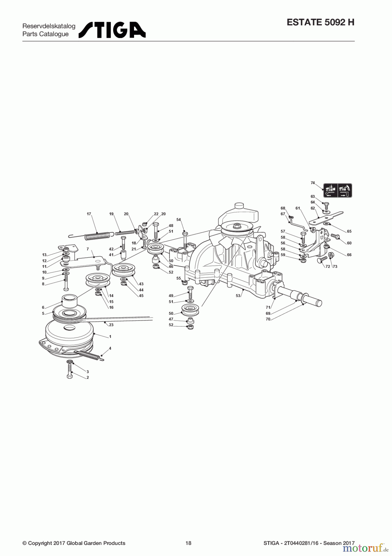  Stiga Aufsitzmäher Baujahr 2017 ESTATE 5092 H 2T0440281/16 - Season 2017 Transmission