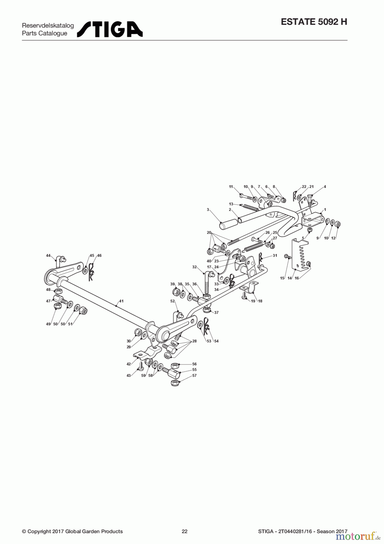  Stiga Aufsitzmäher Baujahr 2017 ESTATE 5092 H 2T0440281/16 - Season 2017 Cutting Plate Lifting