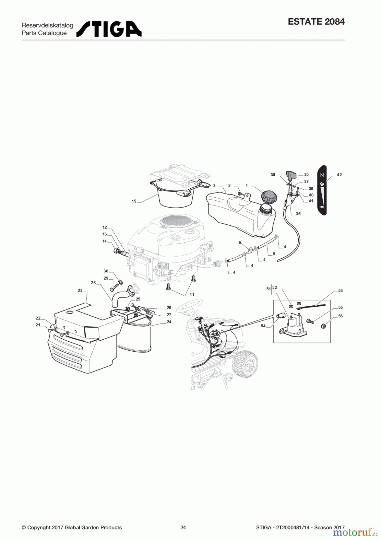  Stiga Aufsitzmäher Baujahr 2017 ESTATE 2084 2T2000481/14 - Season 2017 Engine - GGP