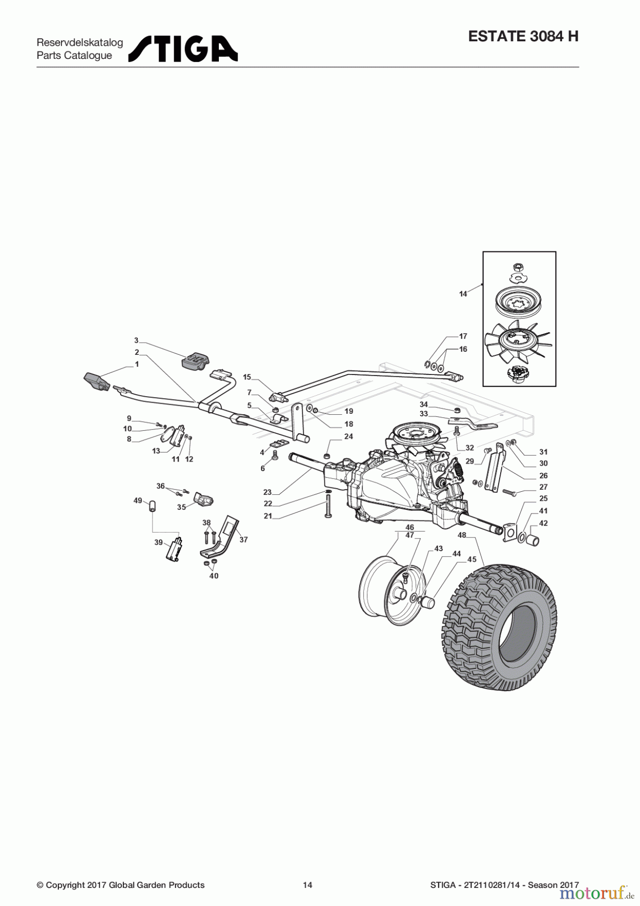  Stiga Rasentraktoren Estate, Tornado tractors 84 cm Sammelfunktion 2017 ESTATE 3084 H 2T2110281/14 - Season 2017 Transmission