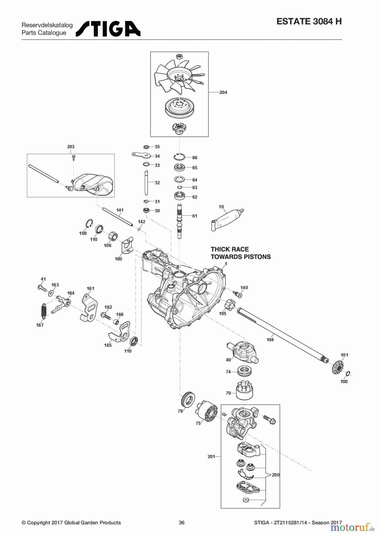  Stiga Rasentraktoren Estate, Tornado tractors 84 cm Sammelfunktion 2017 ESTATE 3084 H 2T2110281/14 - Season 2017 Transmission