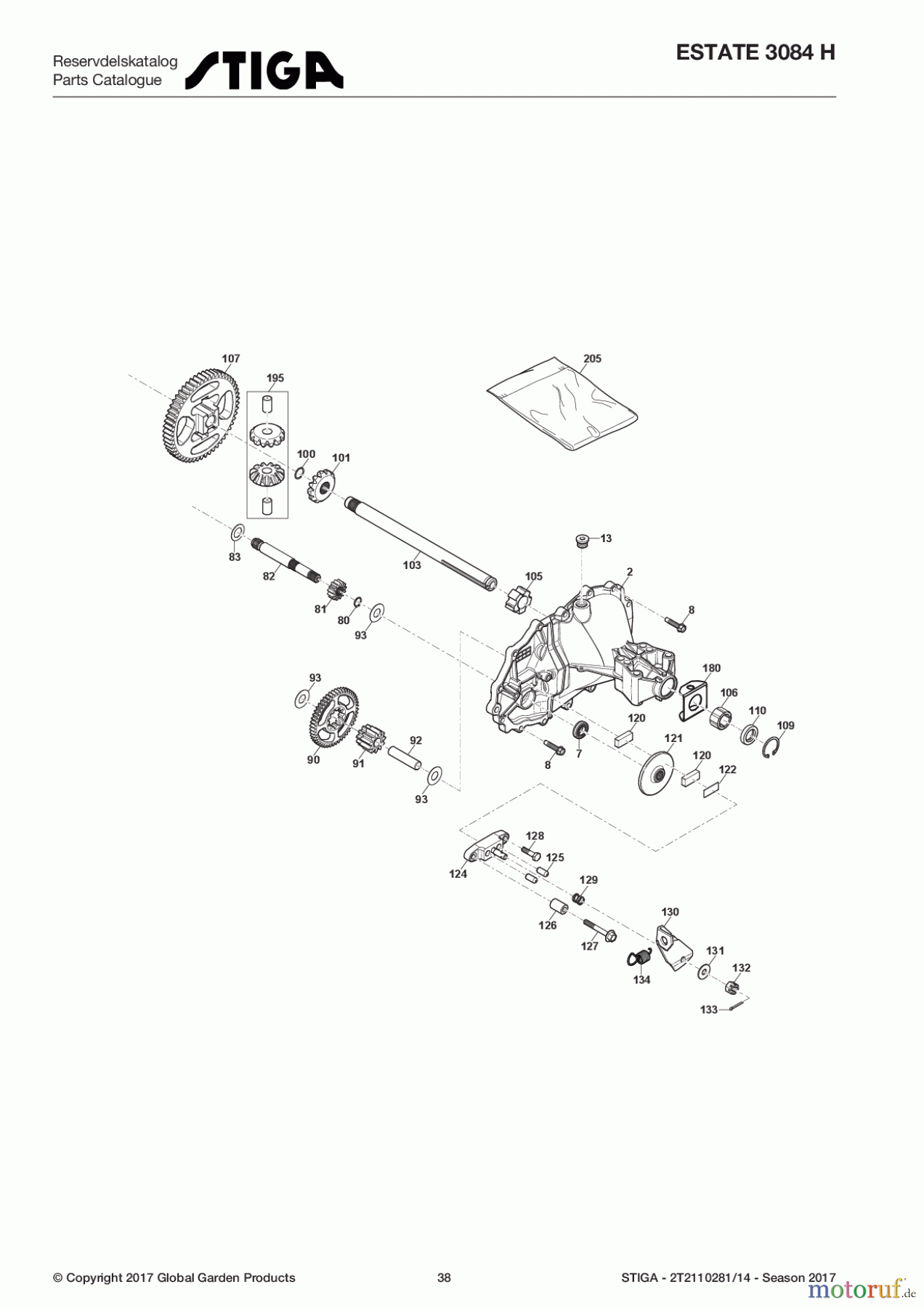  Stiga Aufsitzmäher Baujahr 2017 ESTATE 3084 H 2T2110281/14 - Season 2017 Transmission