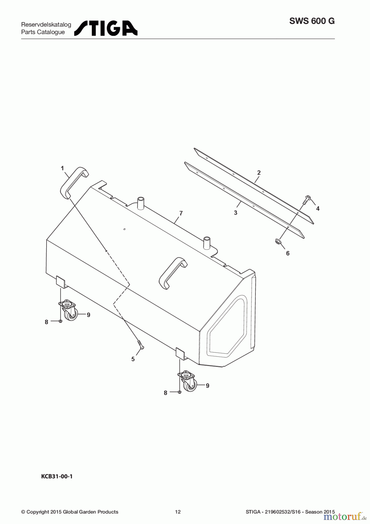  Stiga Kehrmaschinen Benzin 2017 SWS 600 G 219602532/S16 - Season 2017 Collecting Box