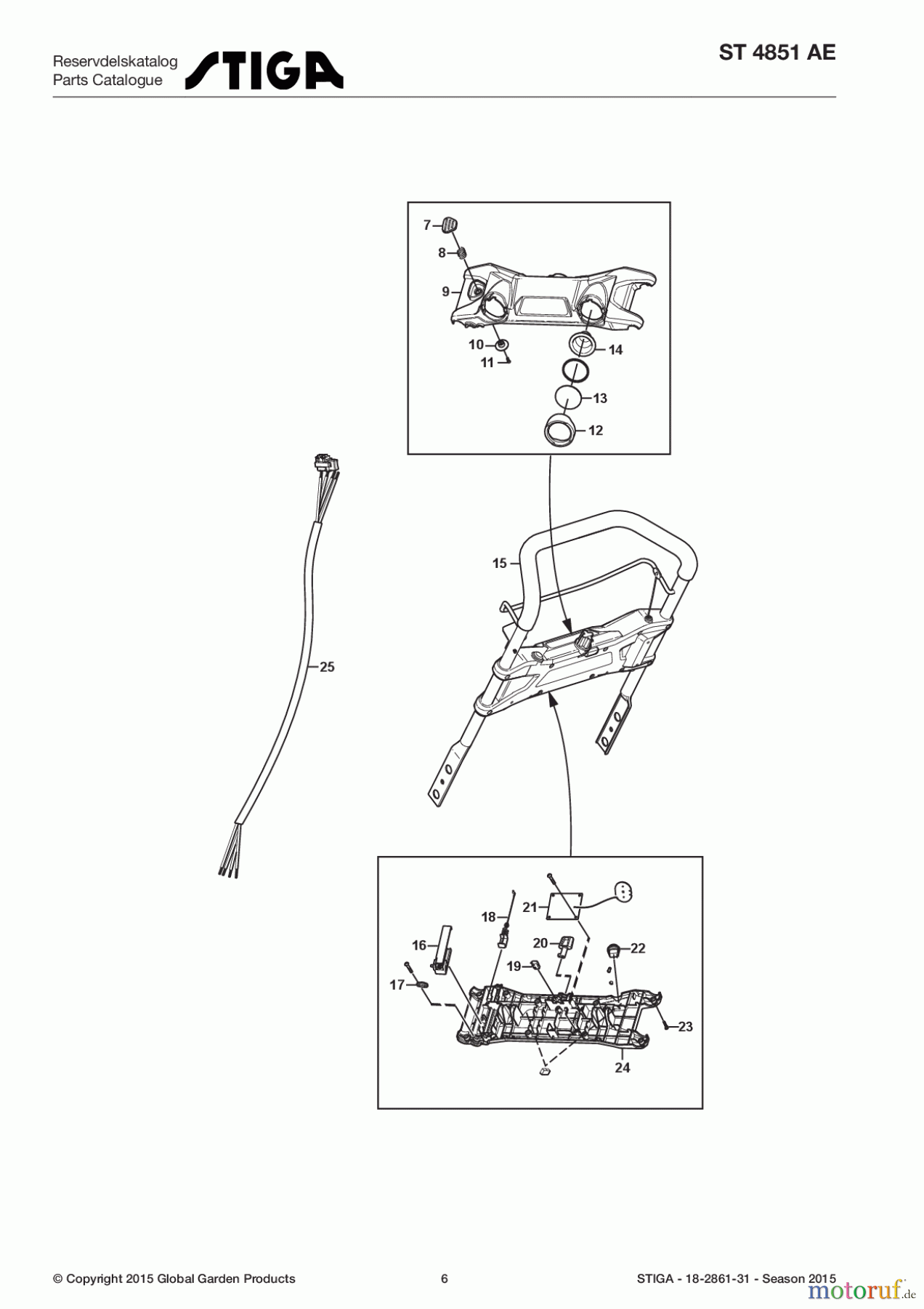  Stiga Schneefräsen Baujahr 2017 Schneefräsen Akku 2017 ST 4851 AE 18-2861-31 - Season 2017 Handle, Upper Part