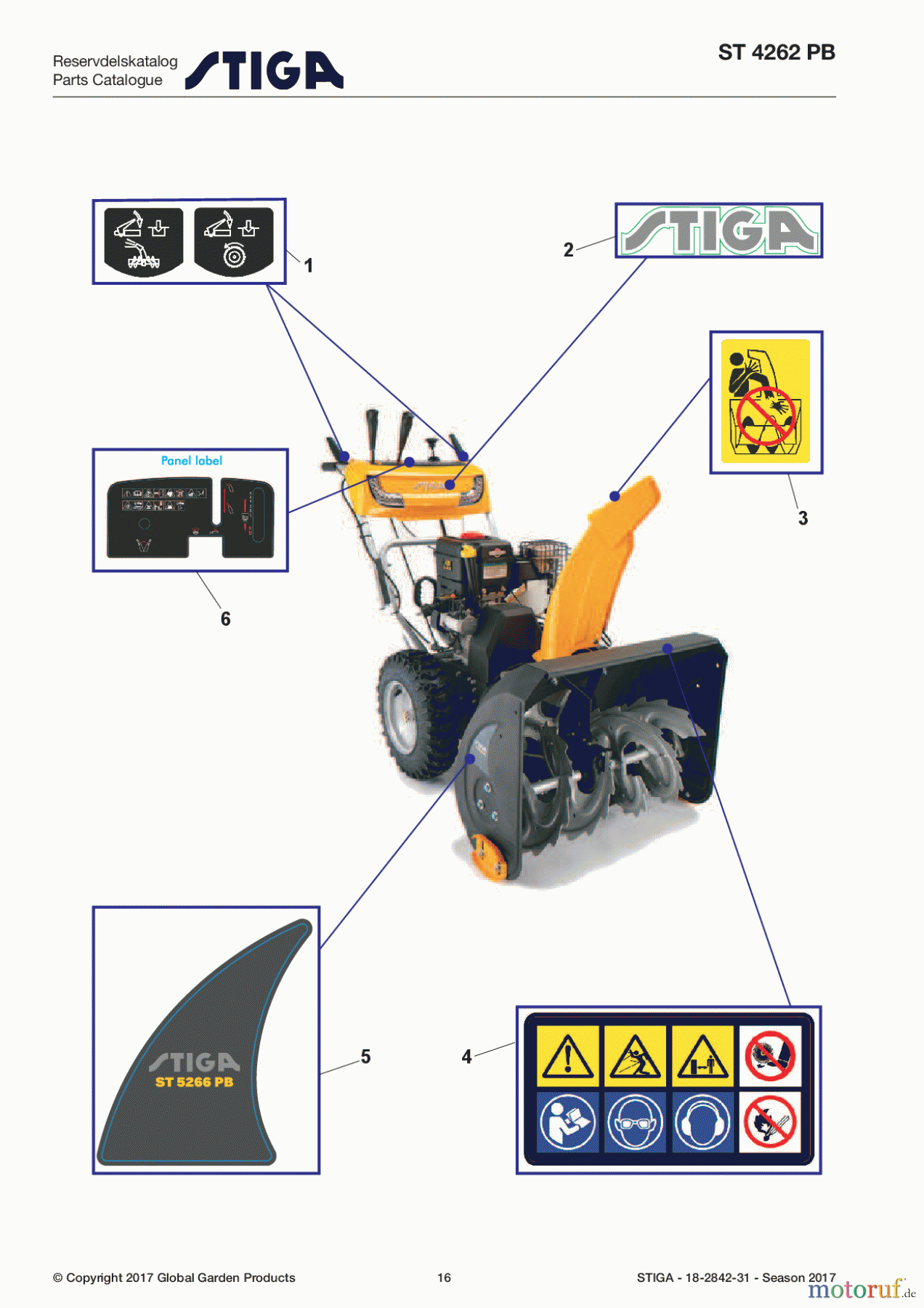  Stiga Schneefräsen Baujahr 2017 Schneefräsen Benzin 2017 ST 4262 PB 18-2842-31 - Season 2017 Labels