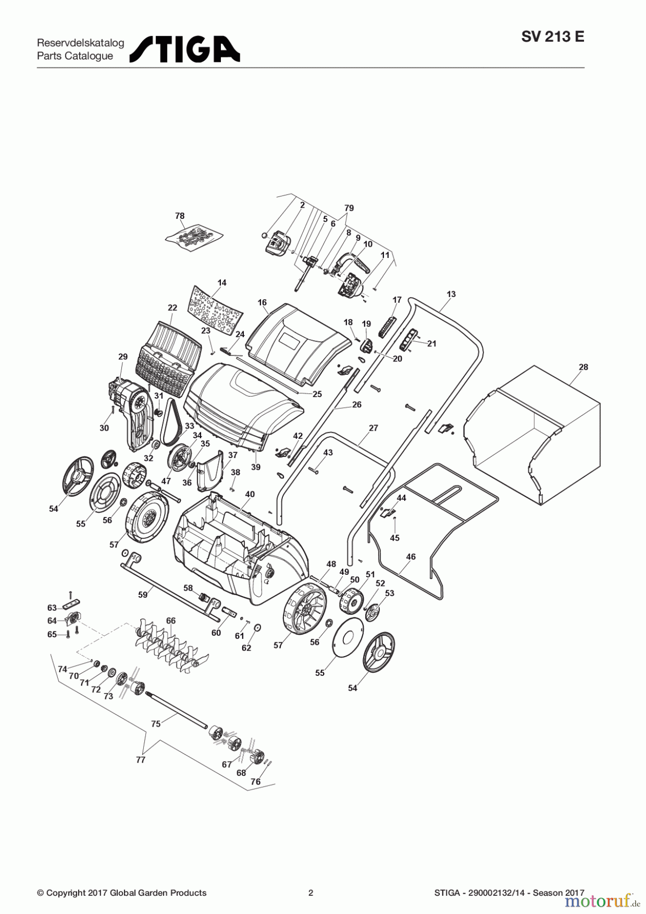  Stiga Vertikutierer Elektro 2017 SV 213 E 290002132/14 - Season 2017 Scarifier