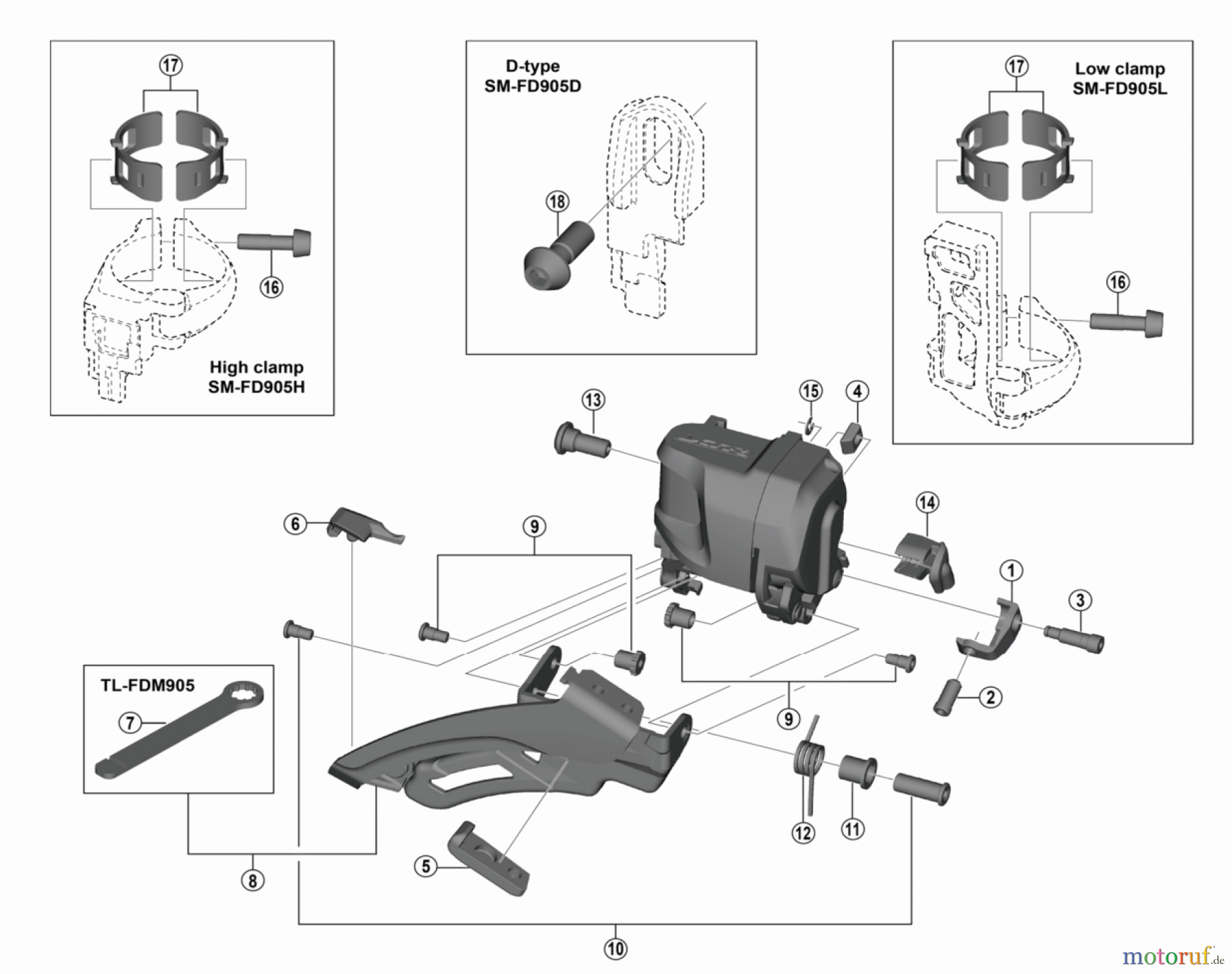  Shimano FD Front Derailleur - Umwerfer FD-M9050 XTR Down Swing Front Derailleur (3x11-speed)