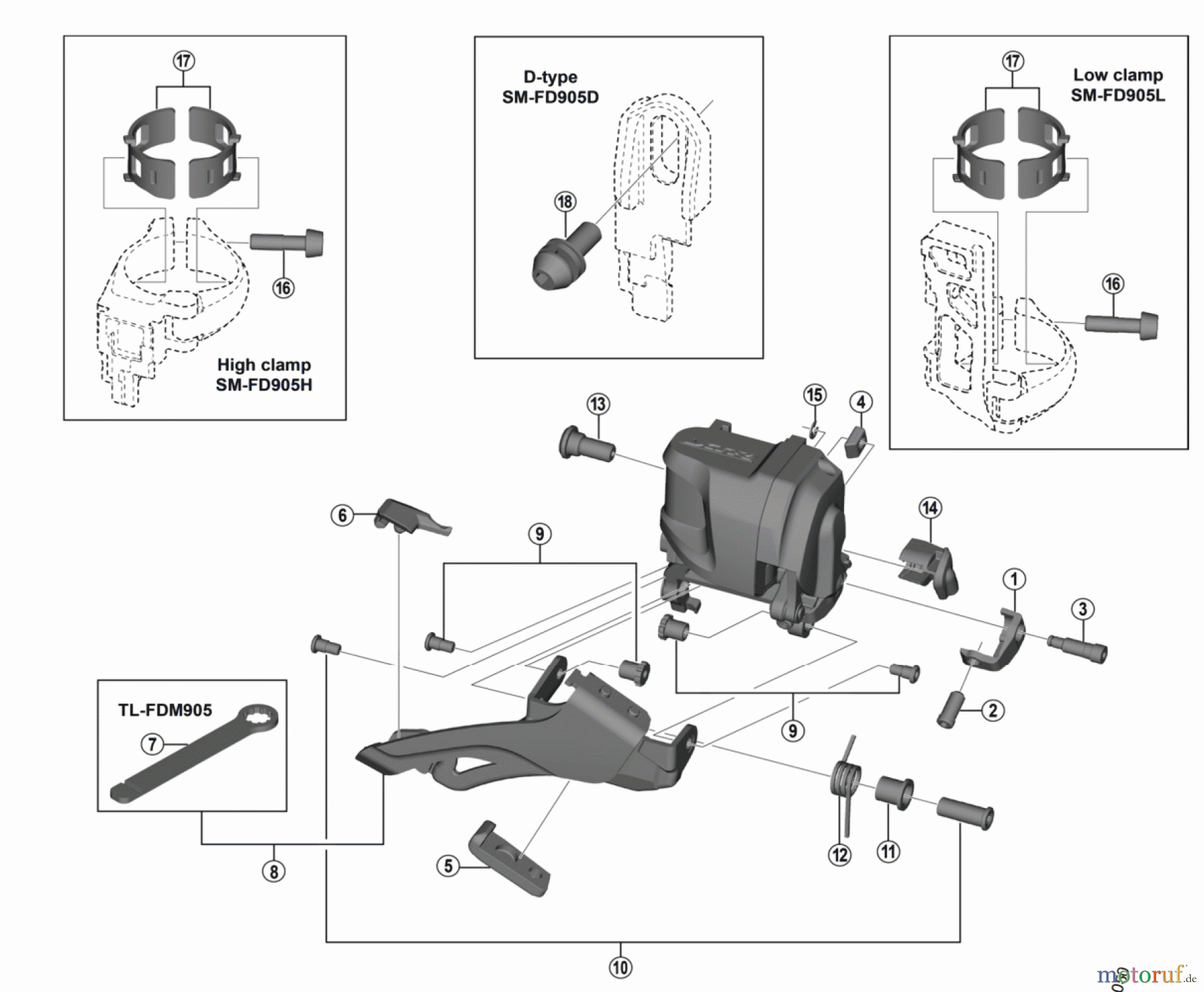  Shimano FD Front Derailleur - Umwerfer FD-M9070 XTR Down Swing Front Derailleur (2x11-speed)