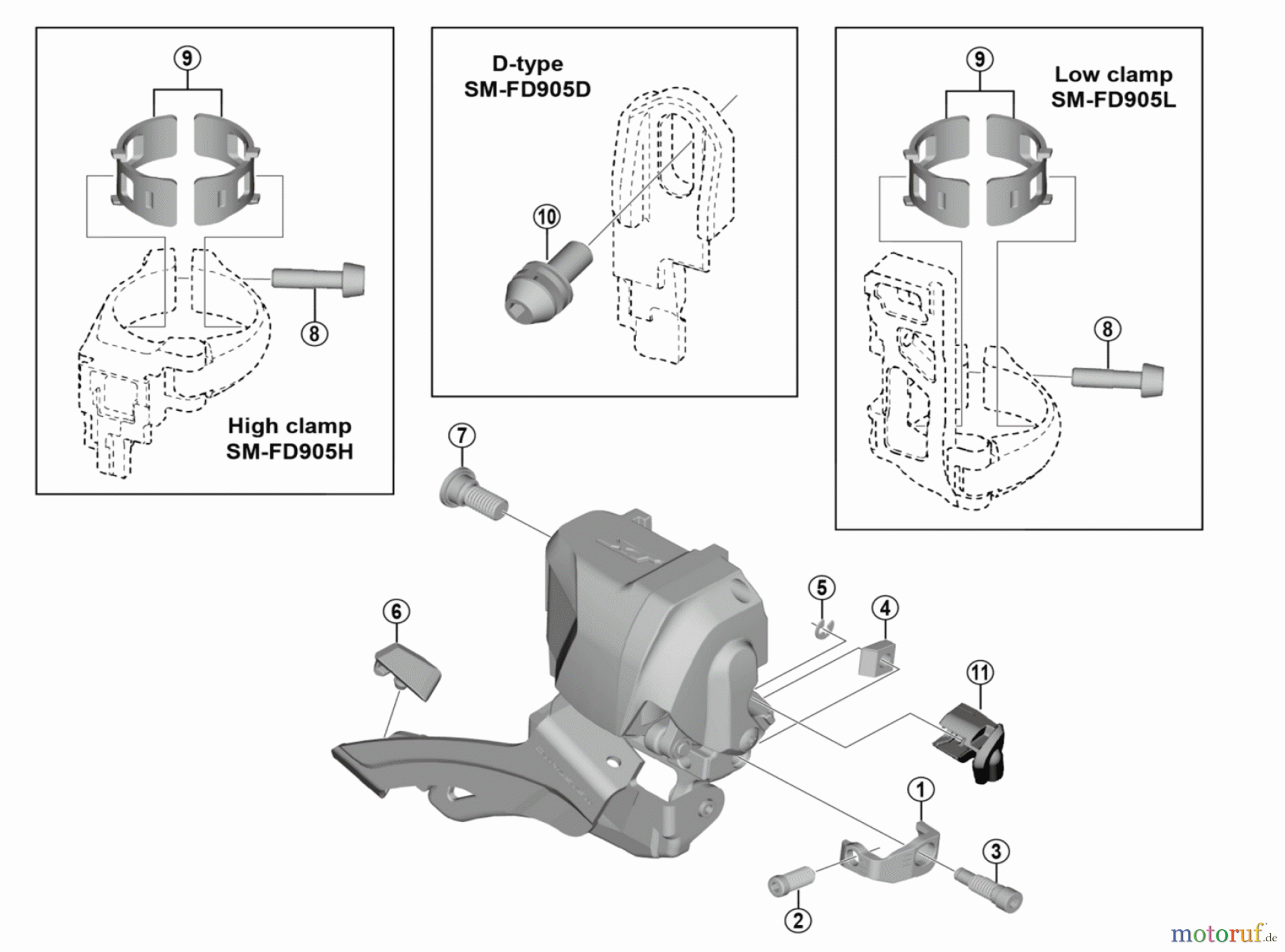  Shimano FD Front Derailleur - Umwerfer FD-M8070 DEORE XT Down Swing Front Derailleur (2x11-speed)