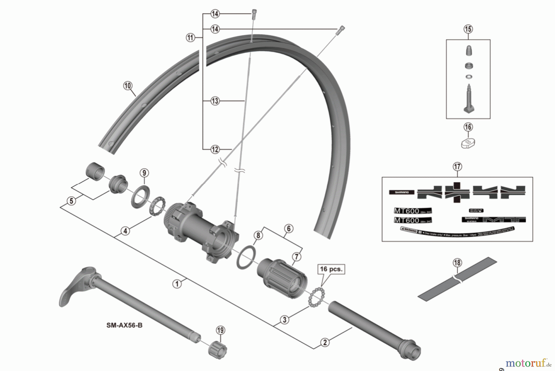  Shimano WH Wheels - Laufräder WH-MT600-TL-R12-B-29 Rear Wheel