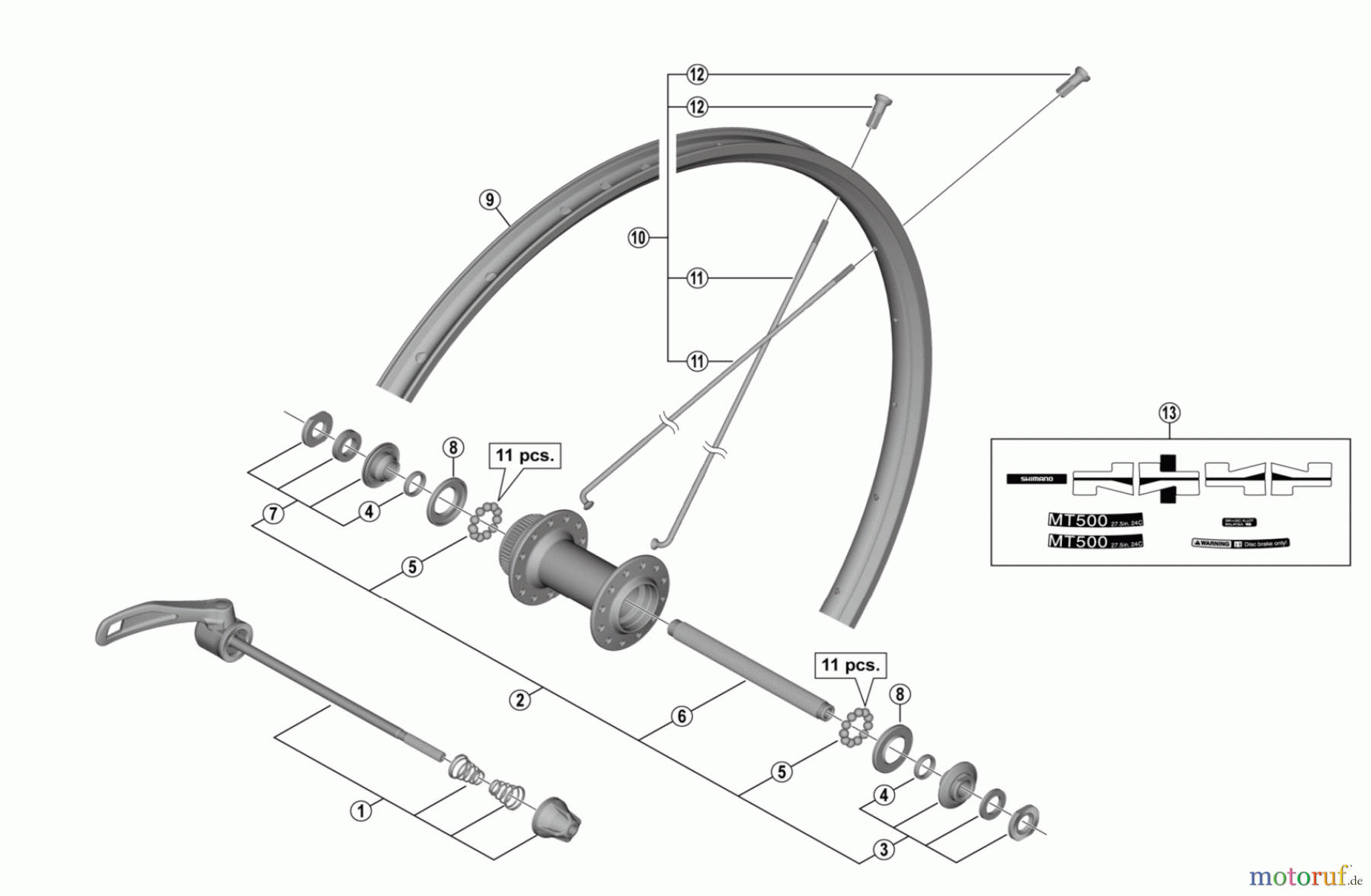  Shimano WH Wheels - Laufräder WH-MT500-CL-F-275  Front Wheel