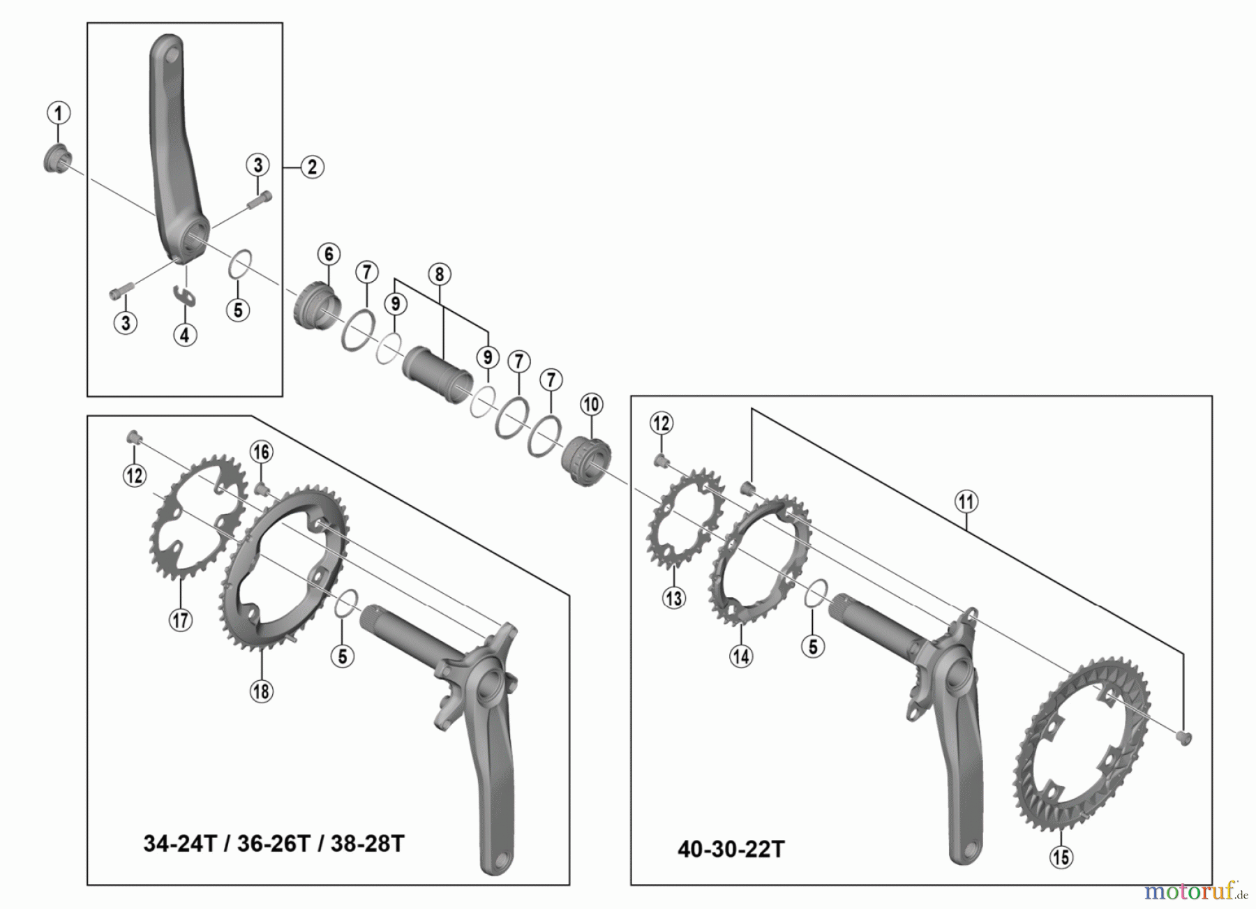  Shimano FC Front Chainwheel - Kurbelsatz, Vorderes Kettenblatt FC-M6000, FC-M6000-2/B2  DEORE Crankset