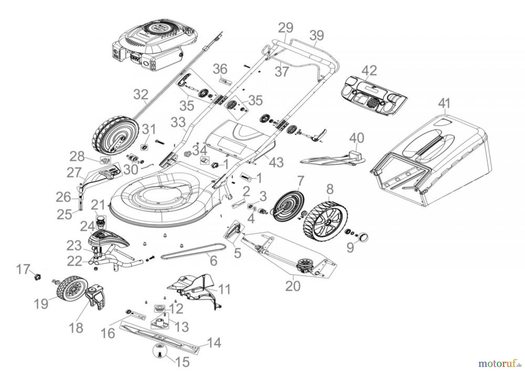  Güde Gartentechnik Rasenmäher Benzin-Rasenmäher Schnittbreite ab 50 cm RASENMÄHER BIG WHEELER TRIKE 465D - 05306 Ersatzteileversion FSL05306-04 Gerät