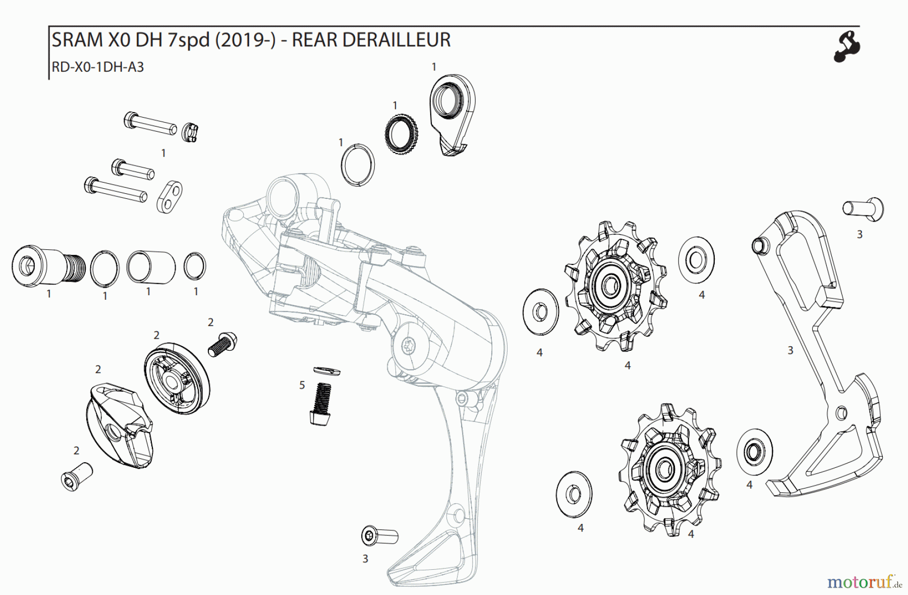  Sram Sram SRAM X0 DH 7spd (2019-) - REAR DERAILLEUR