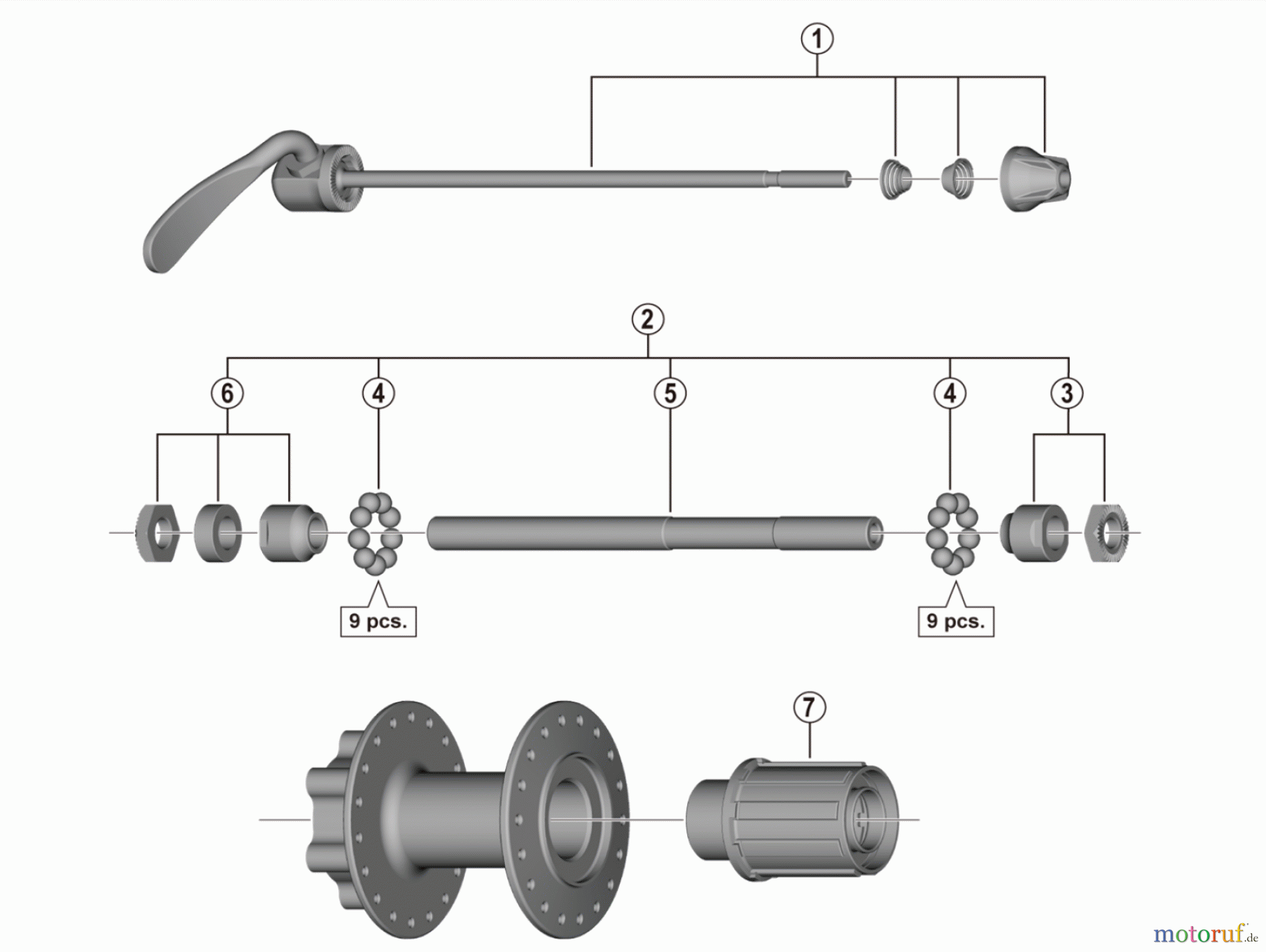  Shimano FH Free Hub - Freilaufnabe FH-TX506 Hinterradnabe