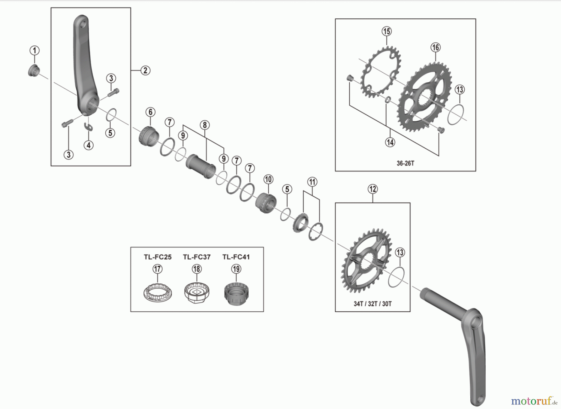  Shimano FC Front Chainwheel - Kurbelsatz, Vorderes Kettenblatt FC-M7100-1 FC-M7100-2  SLX Crankset