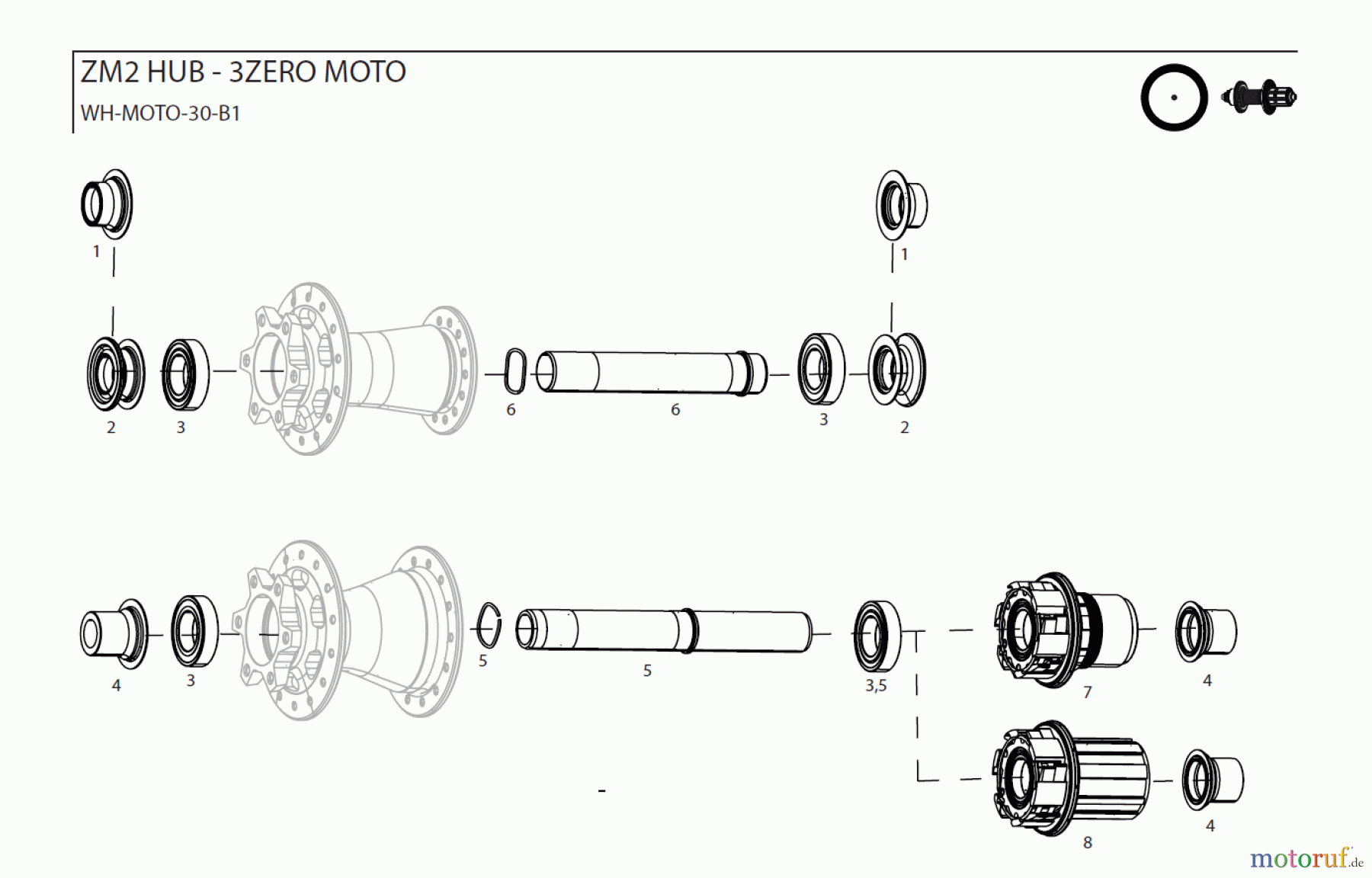  Sram Zipp ZM2 HUB - 3ZERO MOTO WH-MOTO-30-B1