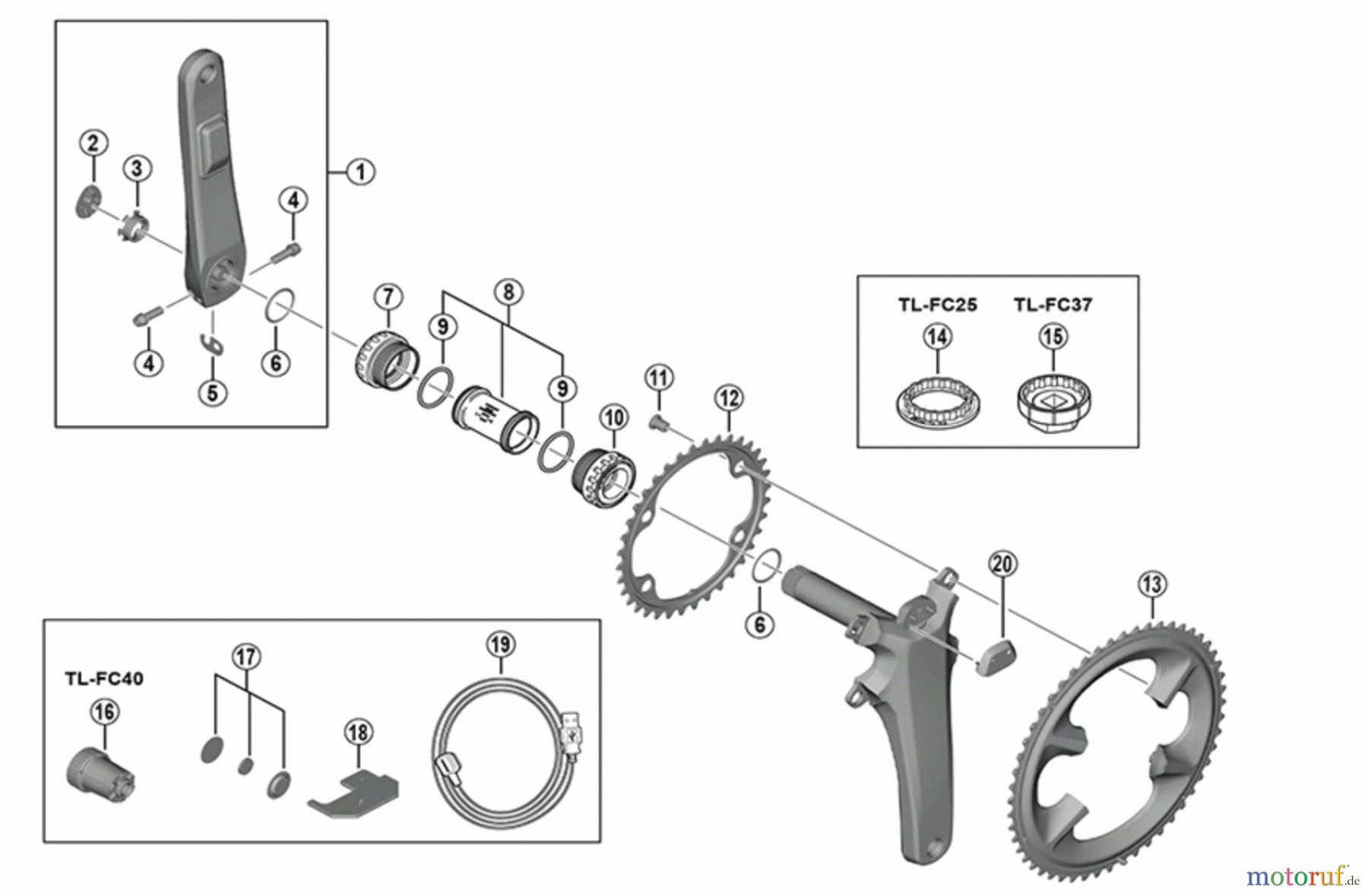  Shimano FC Front Chainwheel - Kurbelsatz, Vorderes Kettenblatt FC-R8100-P (-4905)