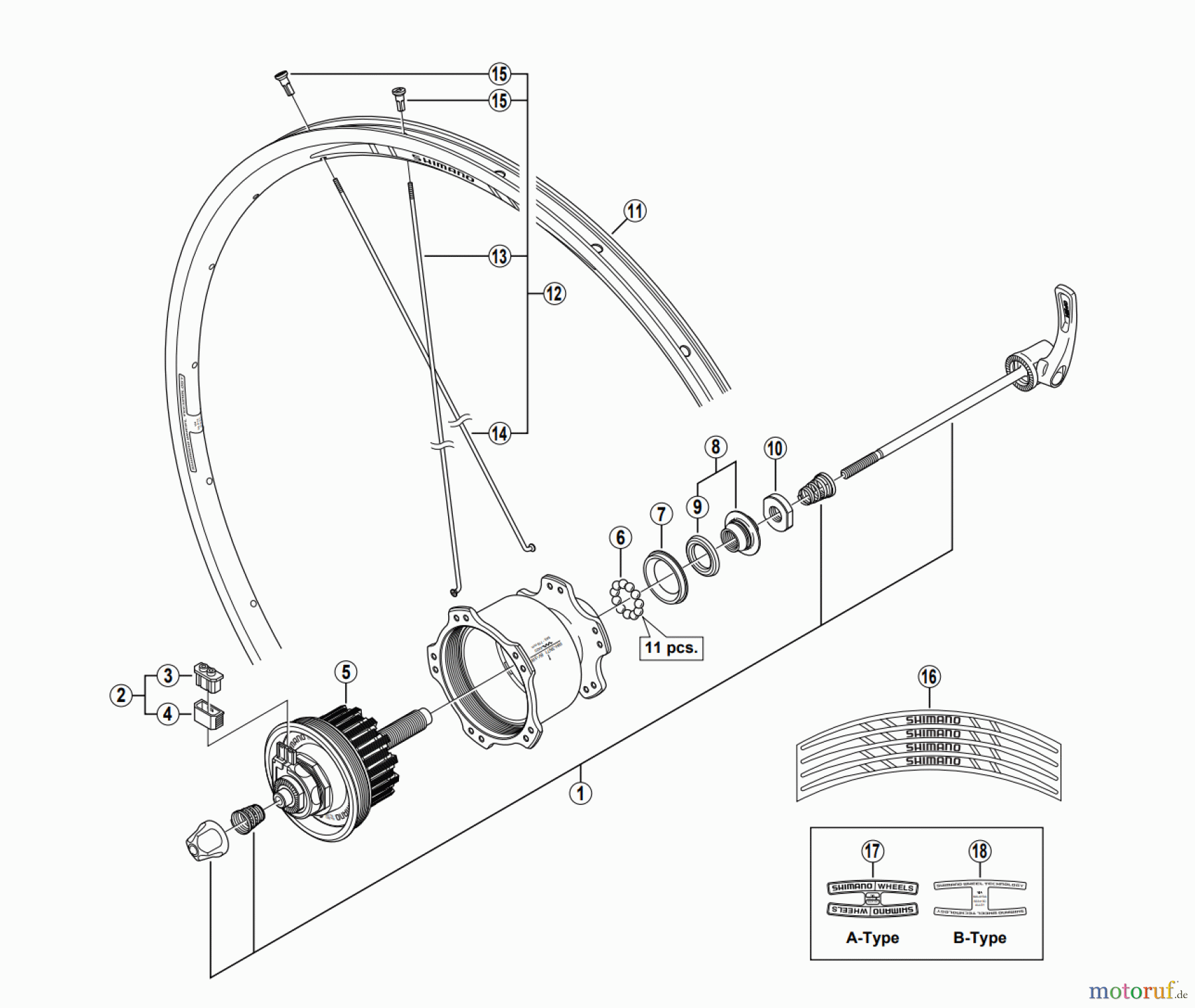  Shimano WH Wheels - Laufräder WH-3N71 6V 3 W