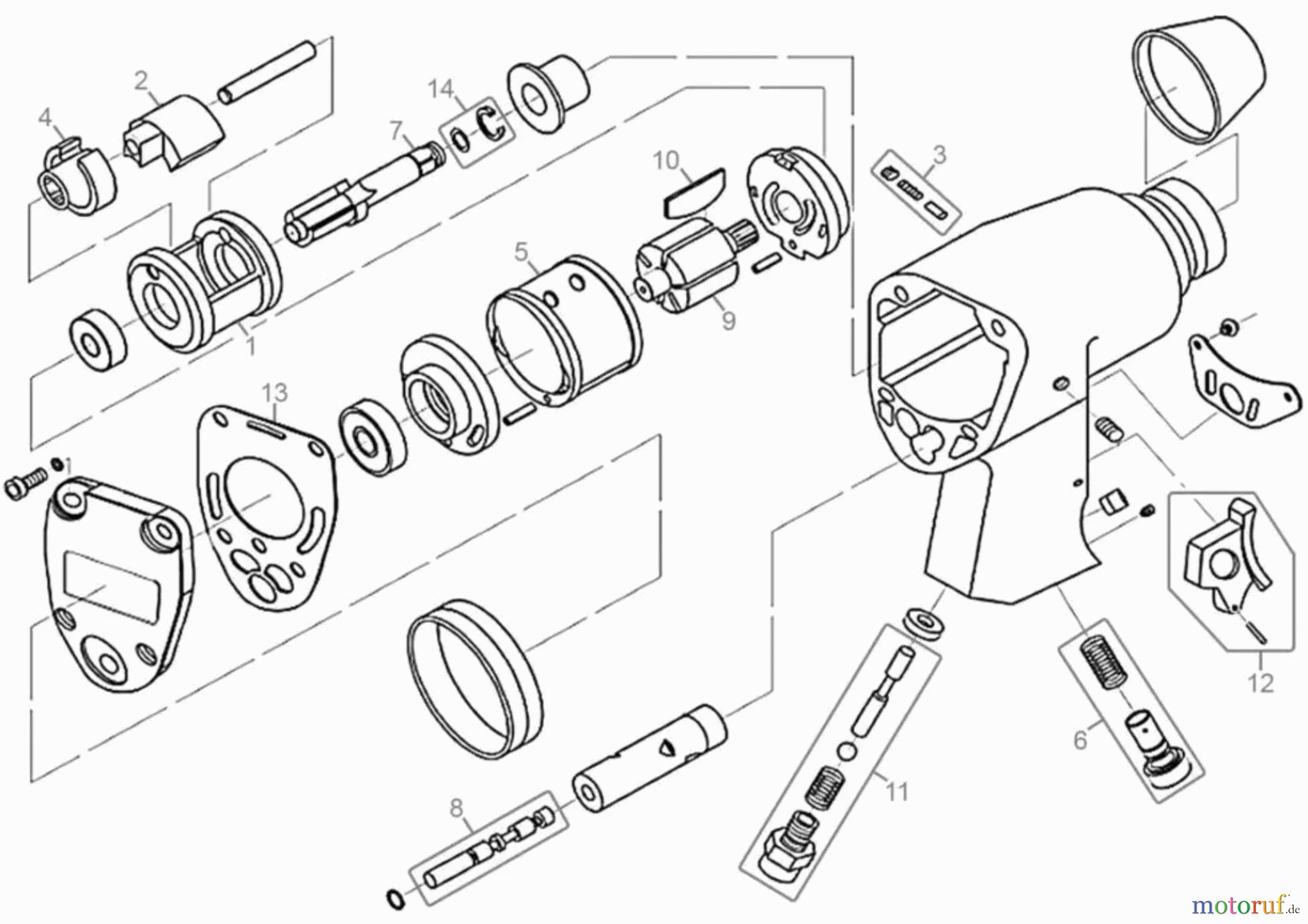  Güde Drucklufttechnik Druckluftwerkzeuge Schlagschrauber DRUCKLUFT-SCHLAGSCHRAUBER-SATZ - 40039  FSL40039-03 