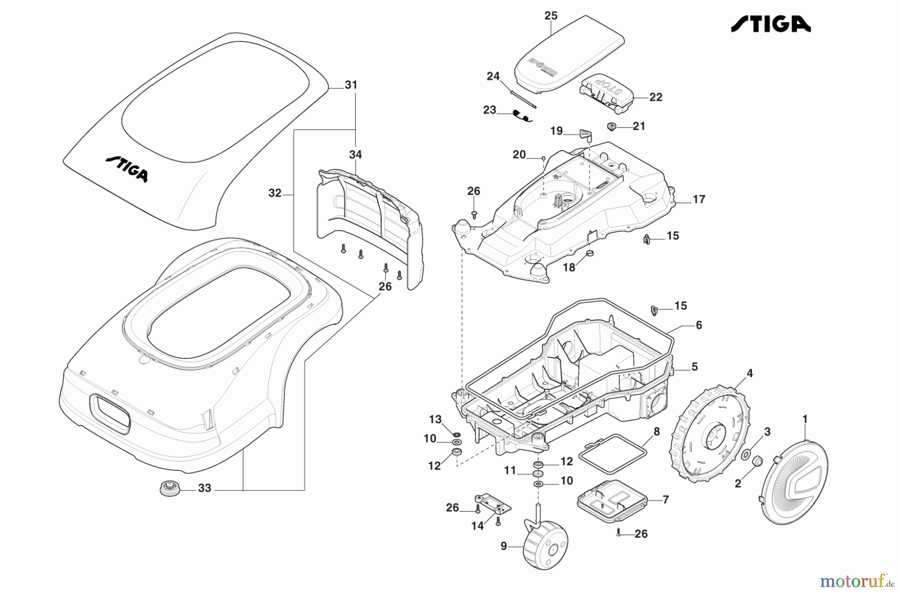  Stiga Mähroboter Baujahr 2023 G 300 (2023) [2R3101118/ST1] Räder, Karosserie