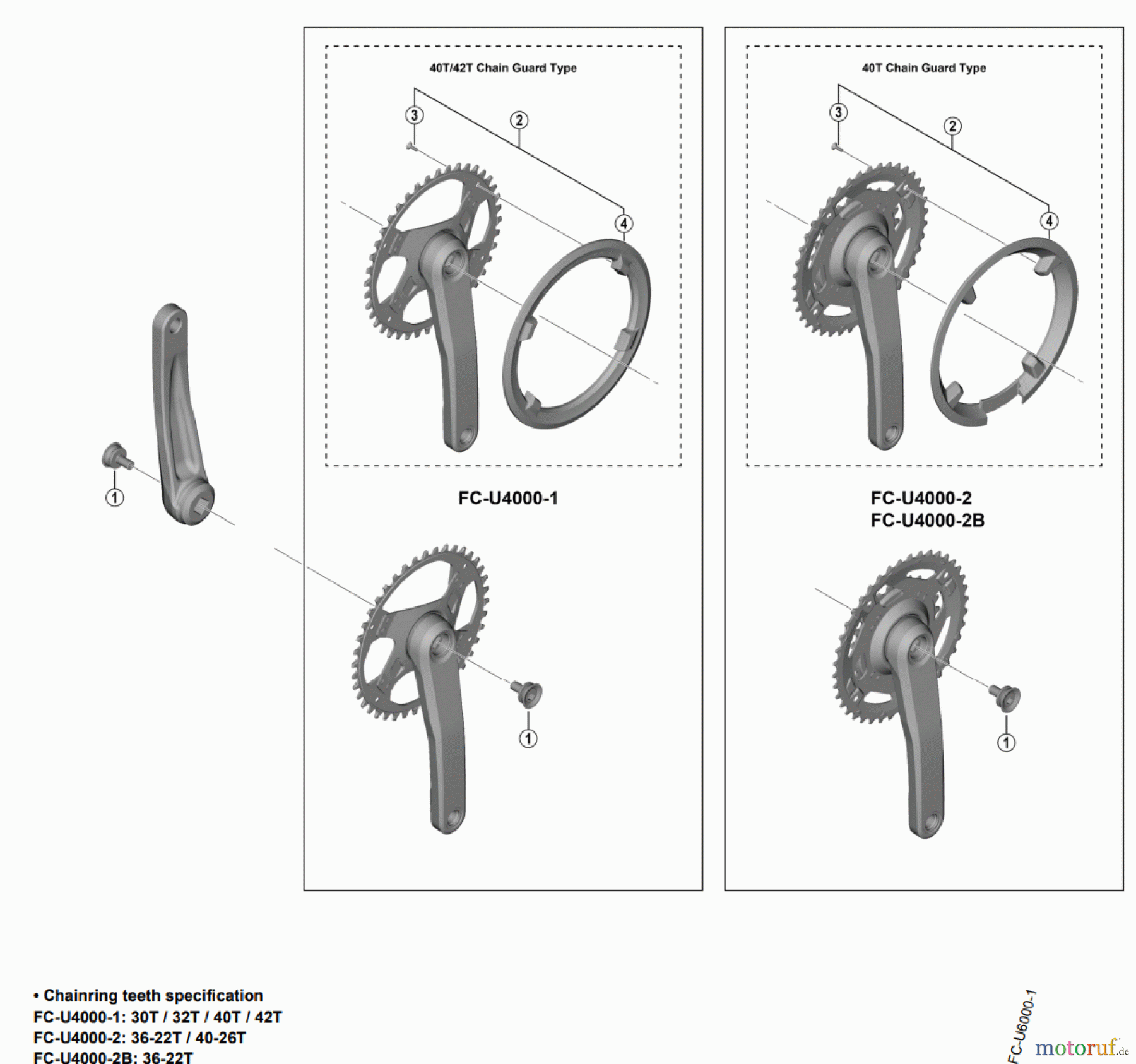  Shimano FC Front Chainwheel - Kurbelsatz, Vorderes Kettenblatt FC-U4000-1 FC-U4000-2 FC-U4000-2B CUES Crankset