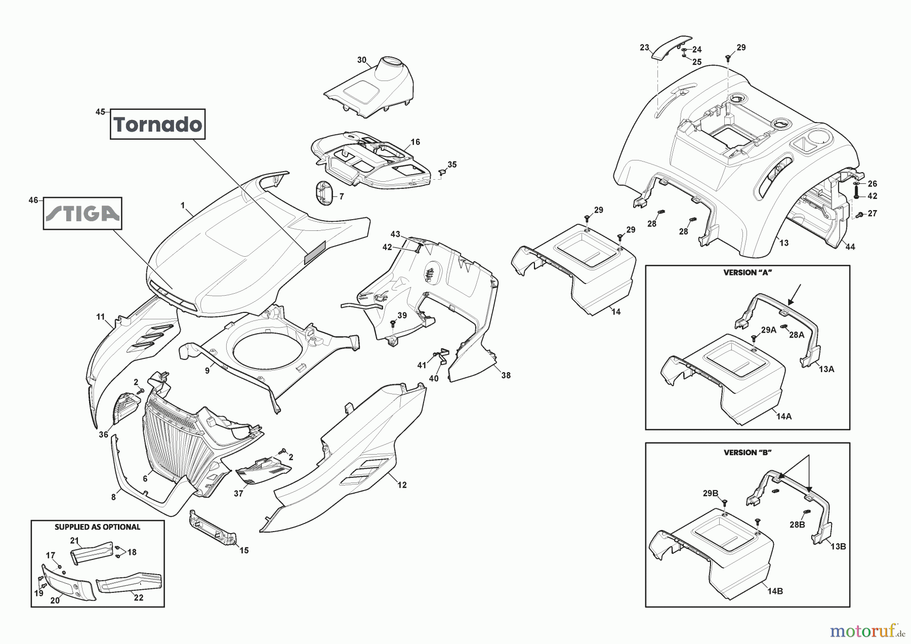  Stiga Aufsitzmäher Baujahr 2024 TORNADO 7108e (2024) 2T1270481/ST2 Karosserie