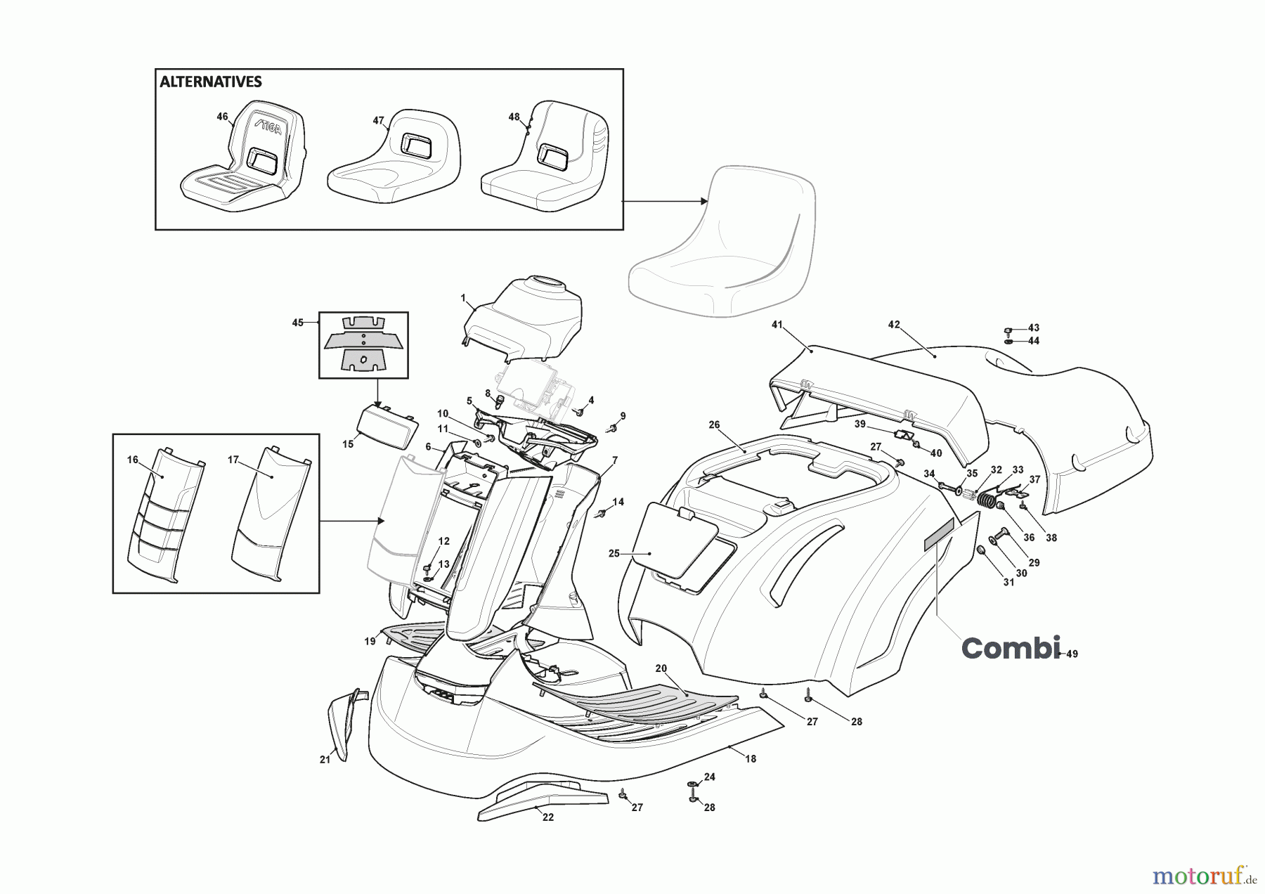  Stiga Aufsitzmäher Baujahr 2024 COMBI 372 (2024) 2T0210481/ST2 Karosserie