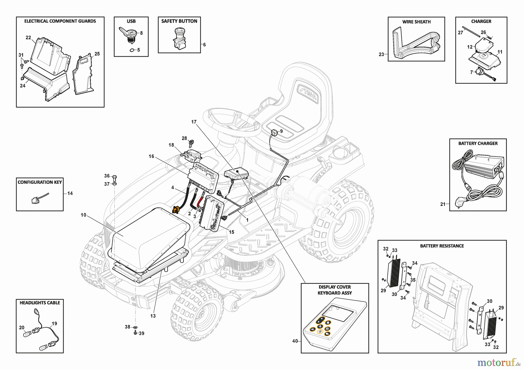  Stiga Aufsitzmäher Baujahr 2024 TORNADO 598e (2024) 2T0665481/ST2 Eletrischeteile