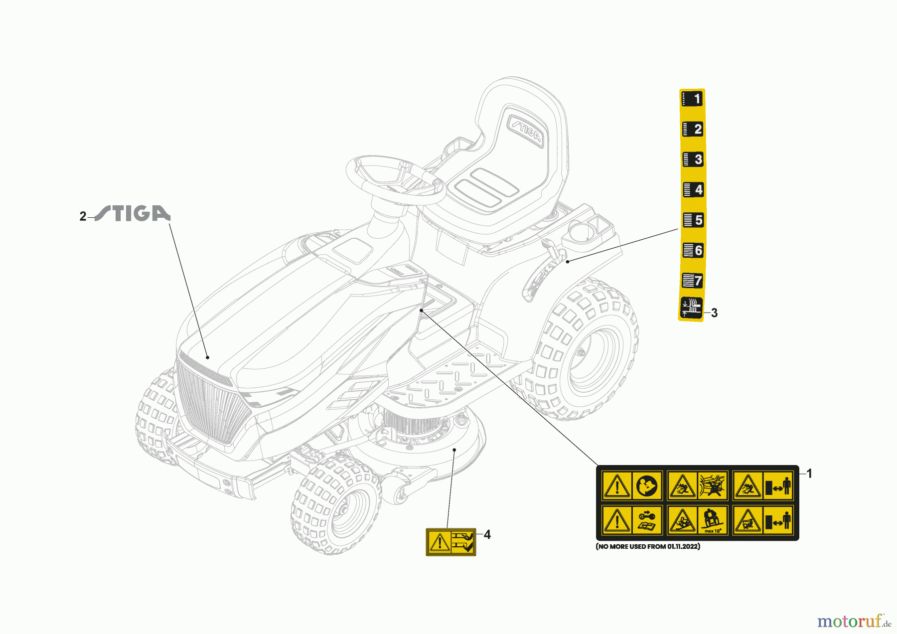  Stiga Aufsitzmäher Baujahr 2024 TORNADO 598e (2024) 2T0665481/ST2 Klebzettel