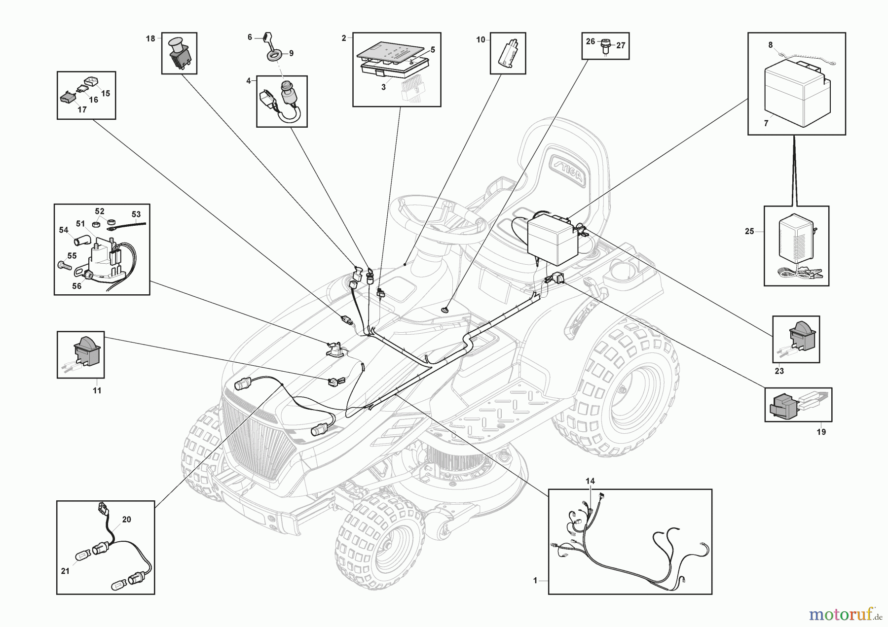  Stiga Aufsitzmäher Baujahr 2024 TORNADO 5108 (2024) 2T1215481/ST1 Eletrischeteile