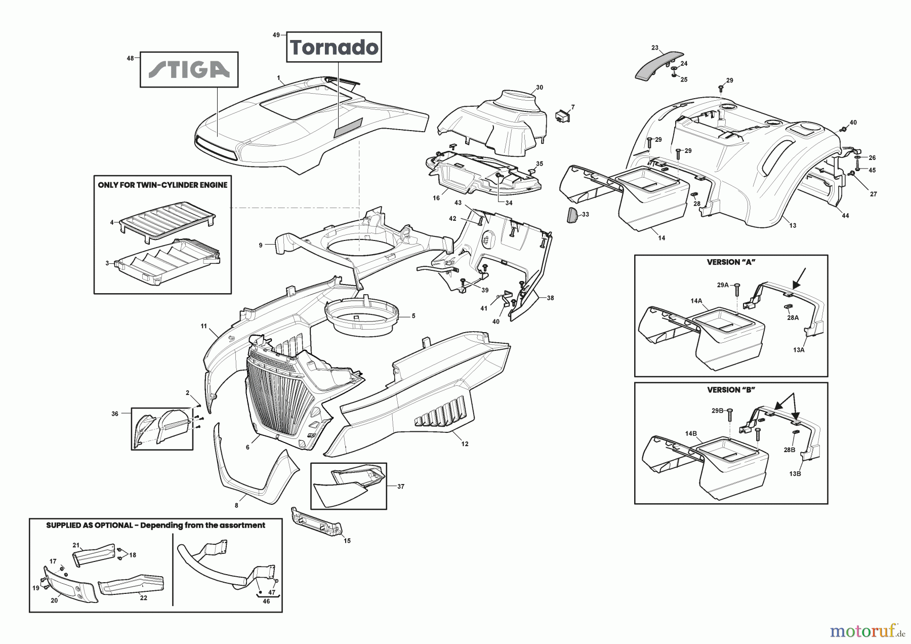  Stiga Aufsitzmäher Baujahr 2024 TORNADO 5108 W (2024) 2T1220481/ST2 Karosserie