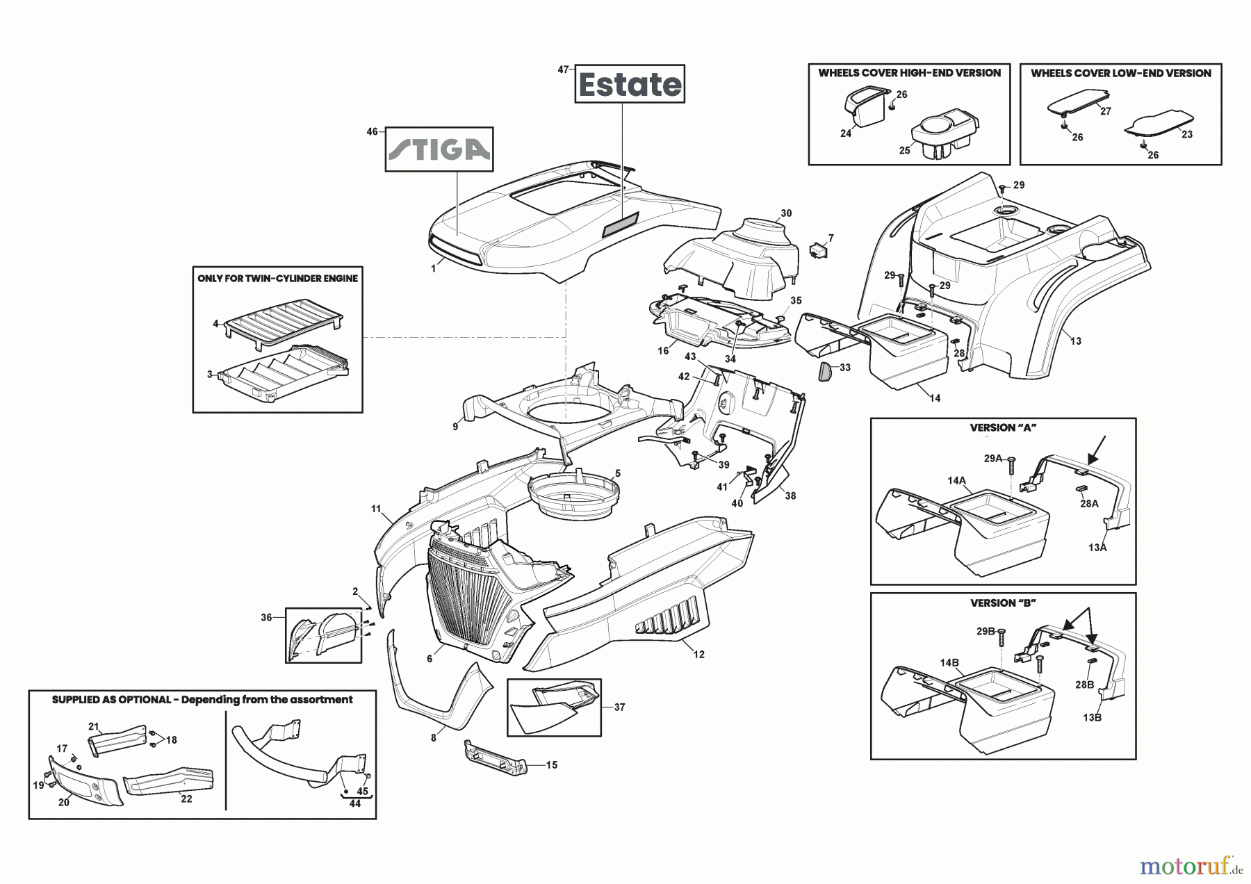  Stiga Aufsitzmäher Baujahr 2024 ESTATE 598 W (2024) 2T2630481/ST2 Karosserie