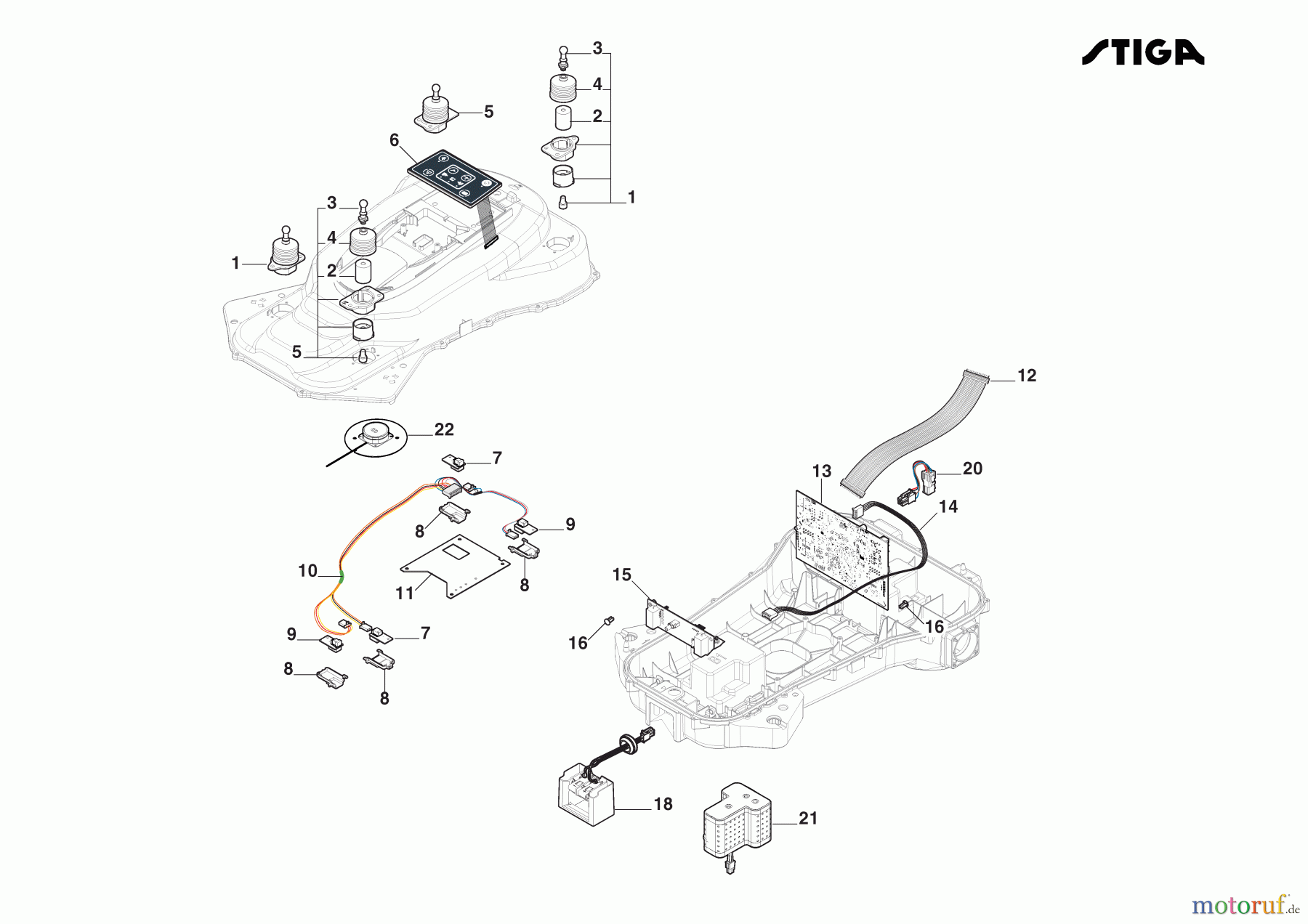  Stiga Mähroboter Baujahr 2024 A 3000 (2024) 2R9102028/ST1 Elektrische Teile: Platinen, Sensoren Und Displays