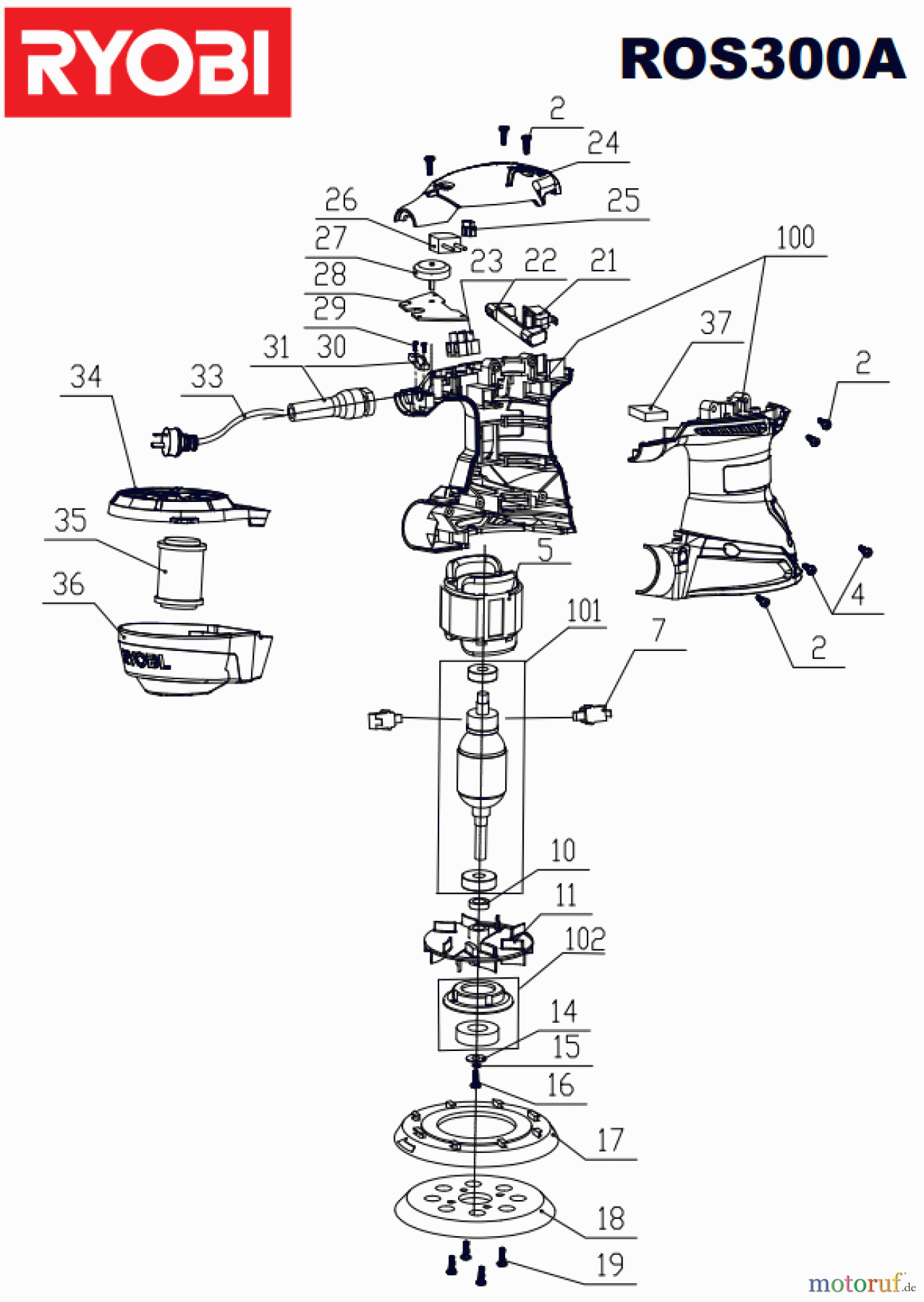  Ryobi Schleifgeräte Exzenterschleifgerät ROS300A Seite 1