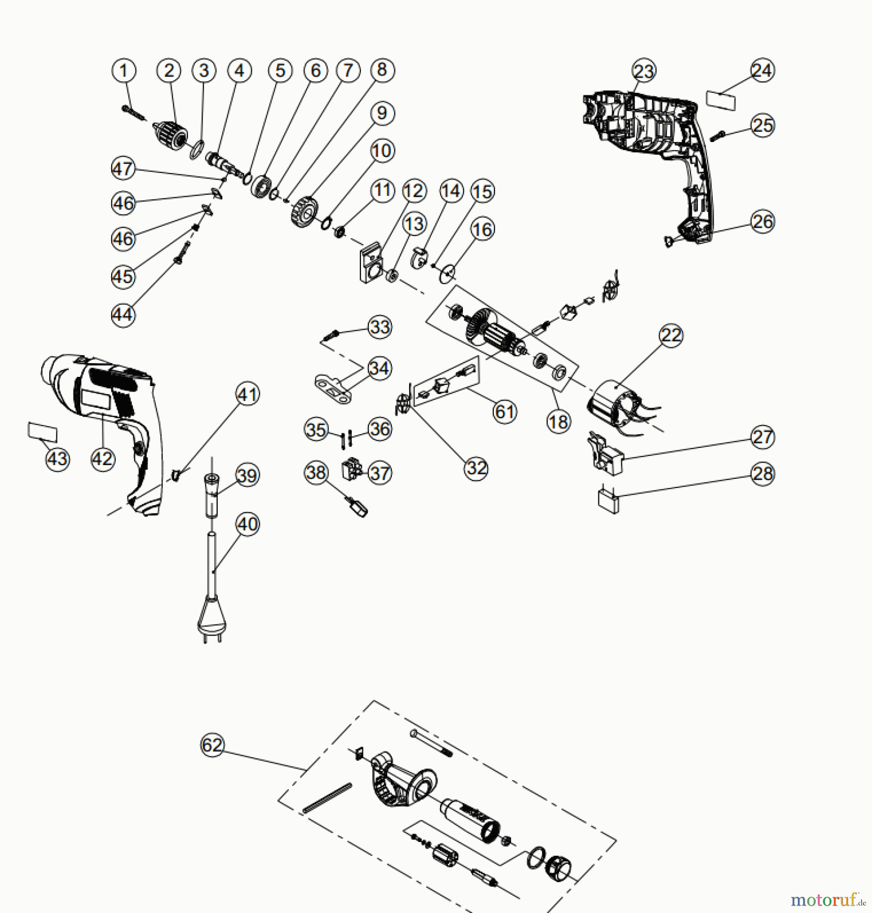  Ryobi (Schlag-)Bohrschrauber Bohrschrauber mit Schlagbohrfunktion EID750REN Seite 1