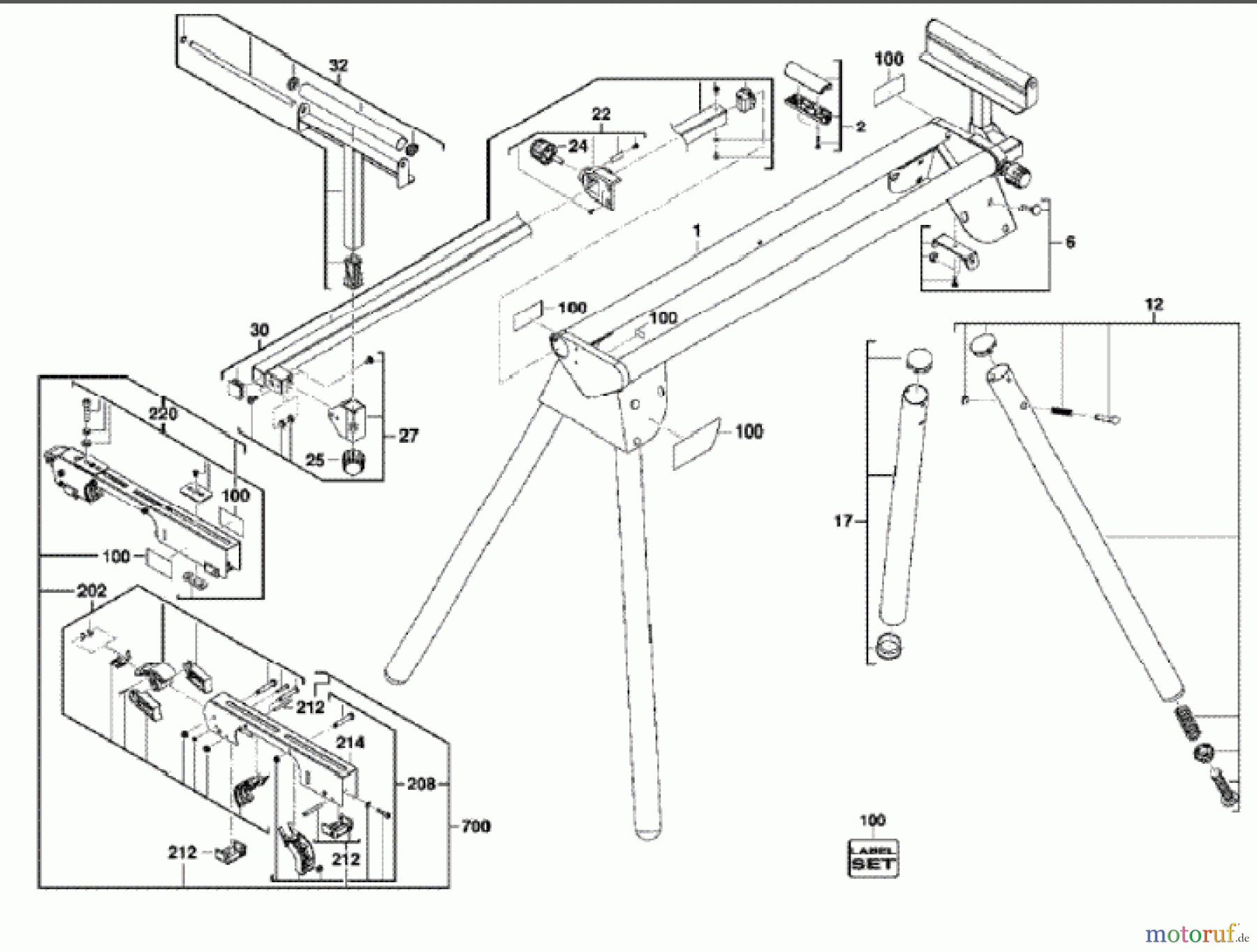  Milwaukee Kabelgeführte Geräte Sägen und Trennen Kapp- und Gehrungssägen + Arbeitstische MSL1000 UNTERGEST.F.SAEGE