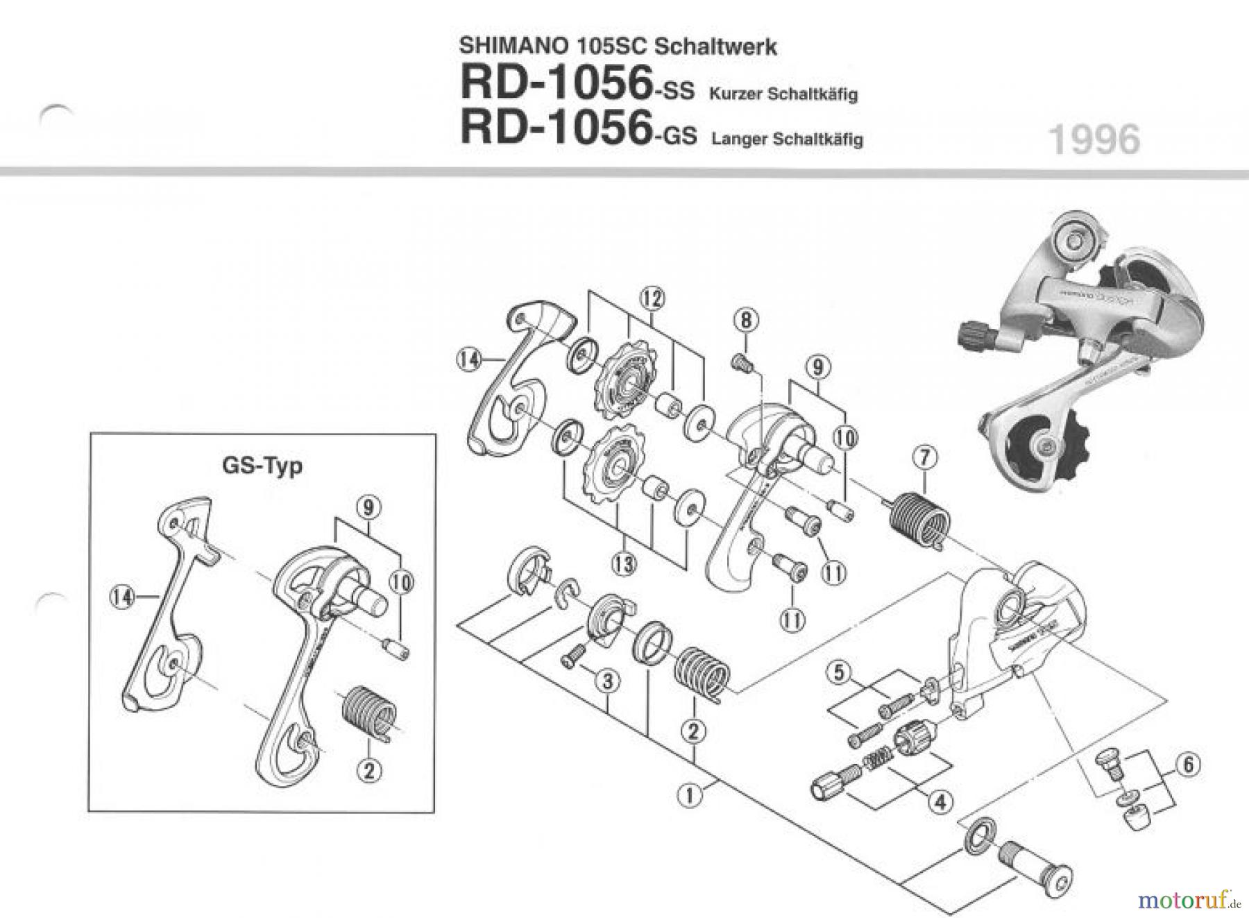  Shimano RD Rear Derailleur - Schaltwerk RD-1056-96