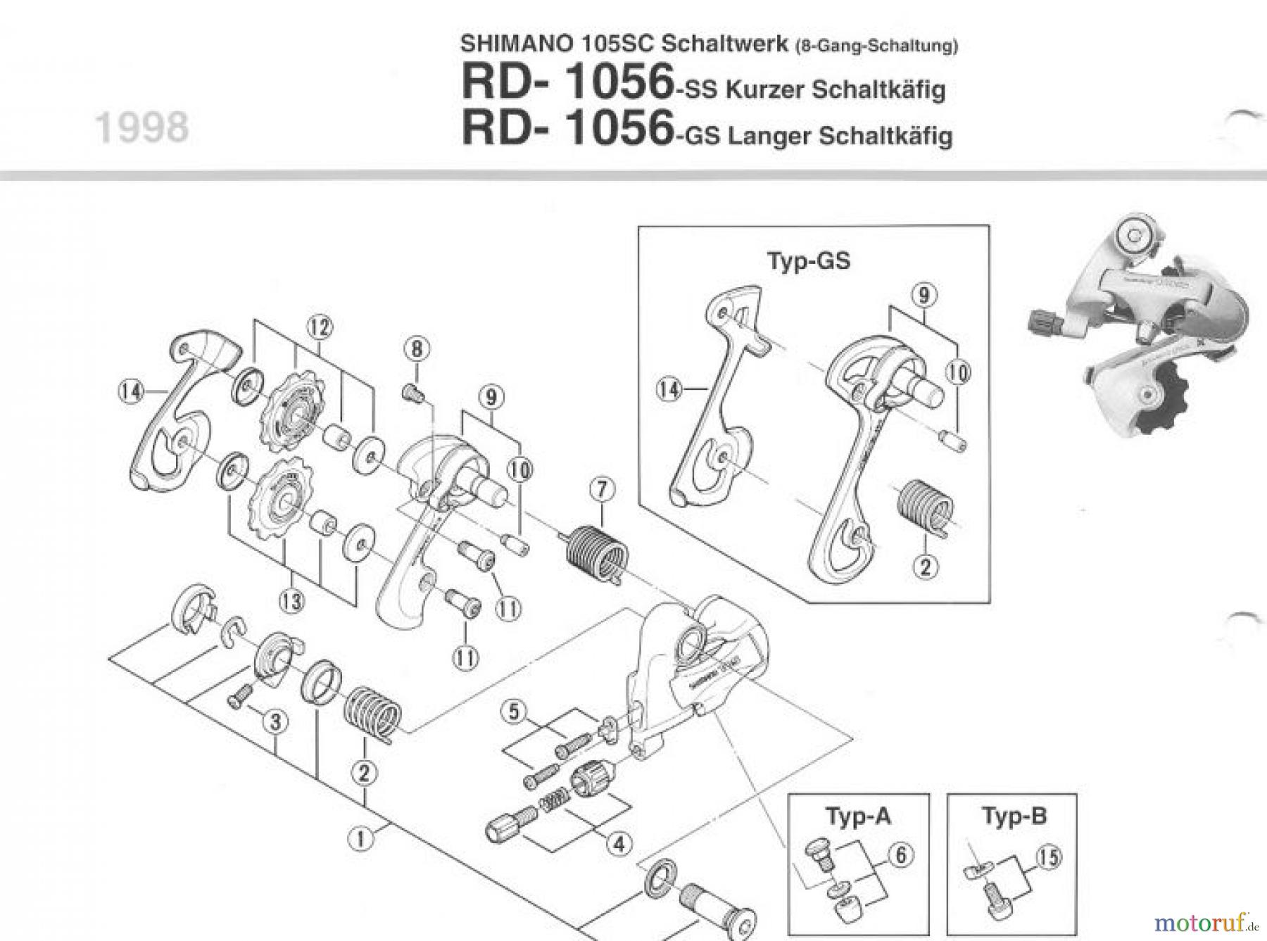  Shimano RD Rear Derailleur - Schaltwerk RD-1056-98