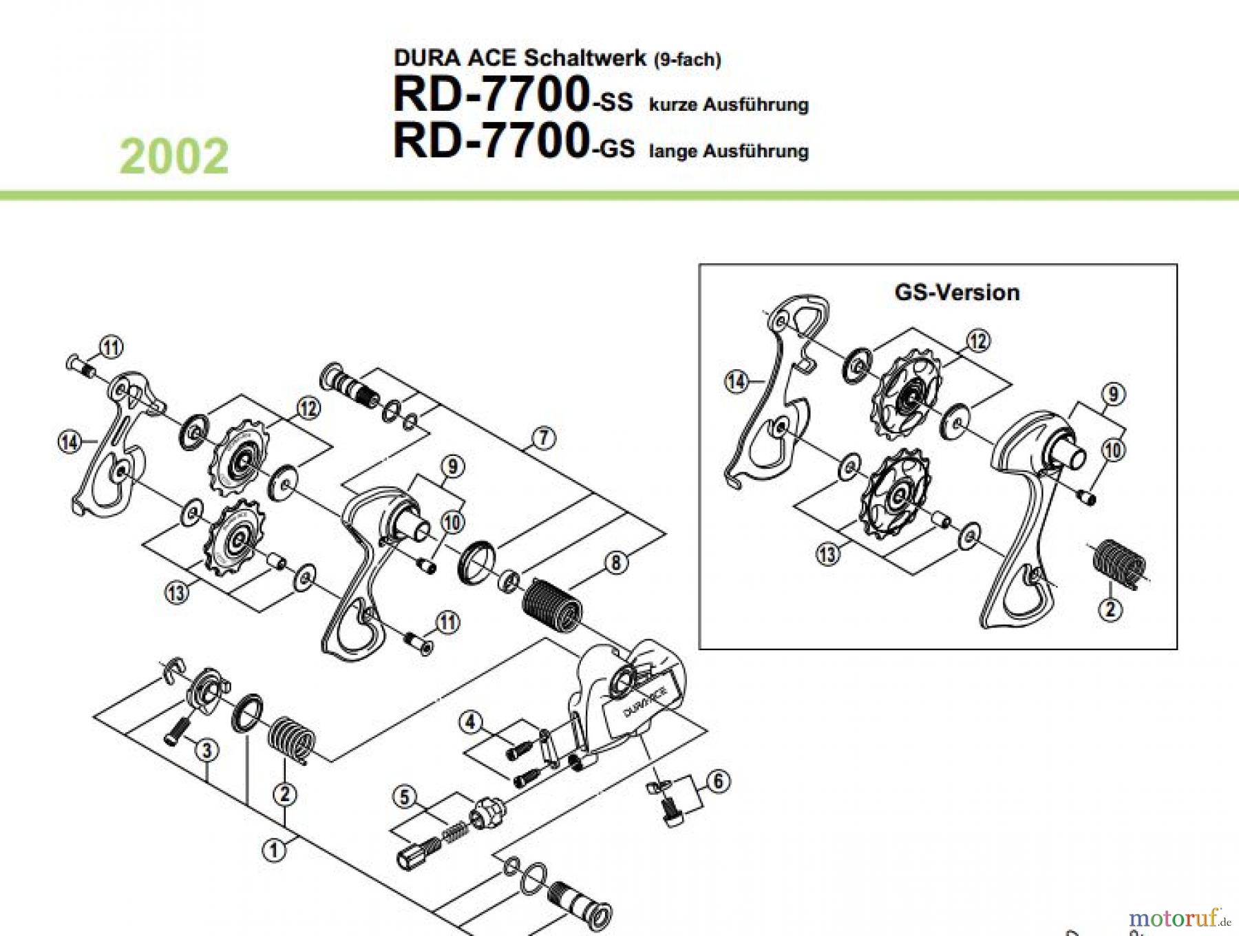  Shimano RD Rear Derailleur - Schaltwerk RD-3300-011R-012R-220179